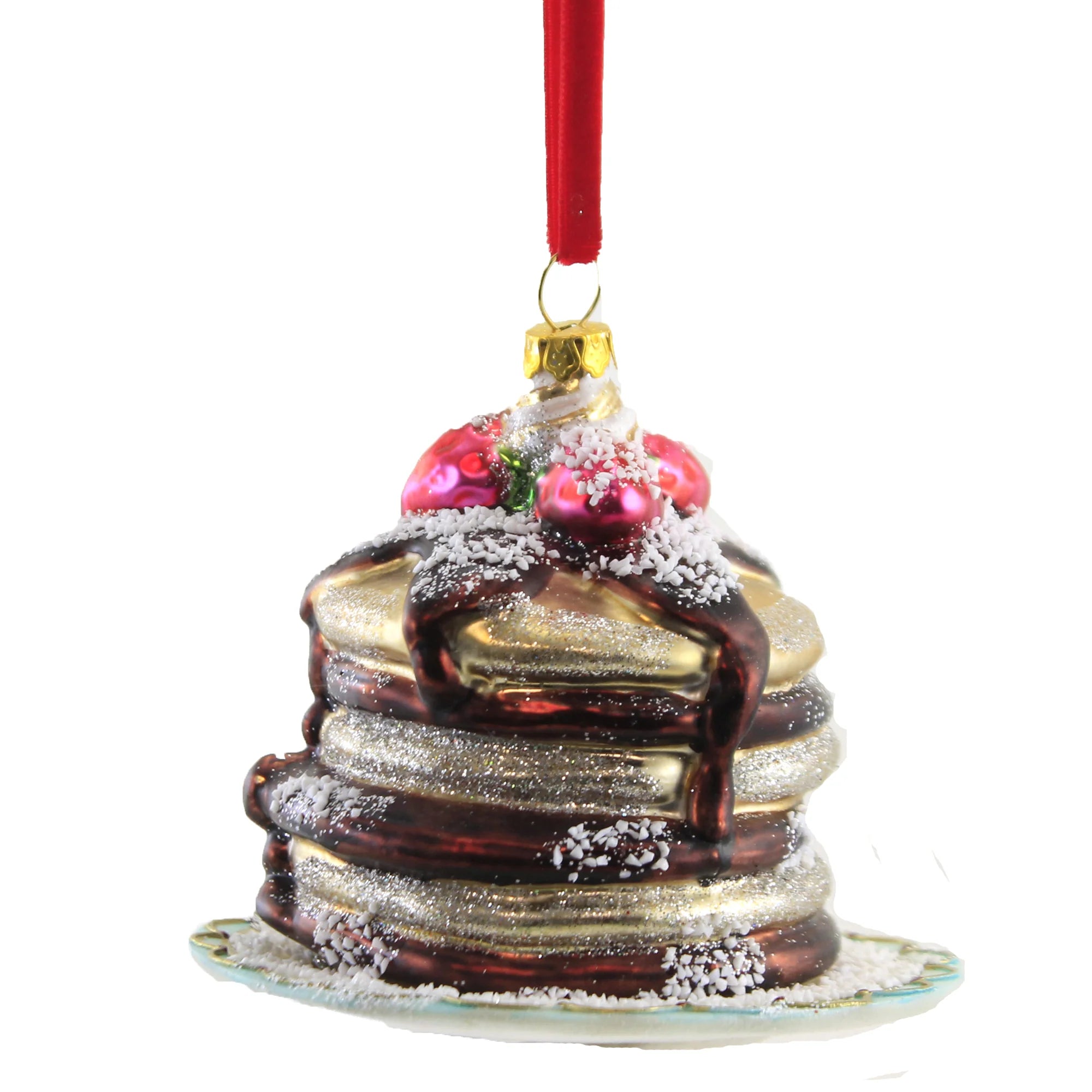 4" Glass Ornament - Pancakes w/Chocolate & Berries