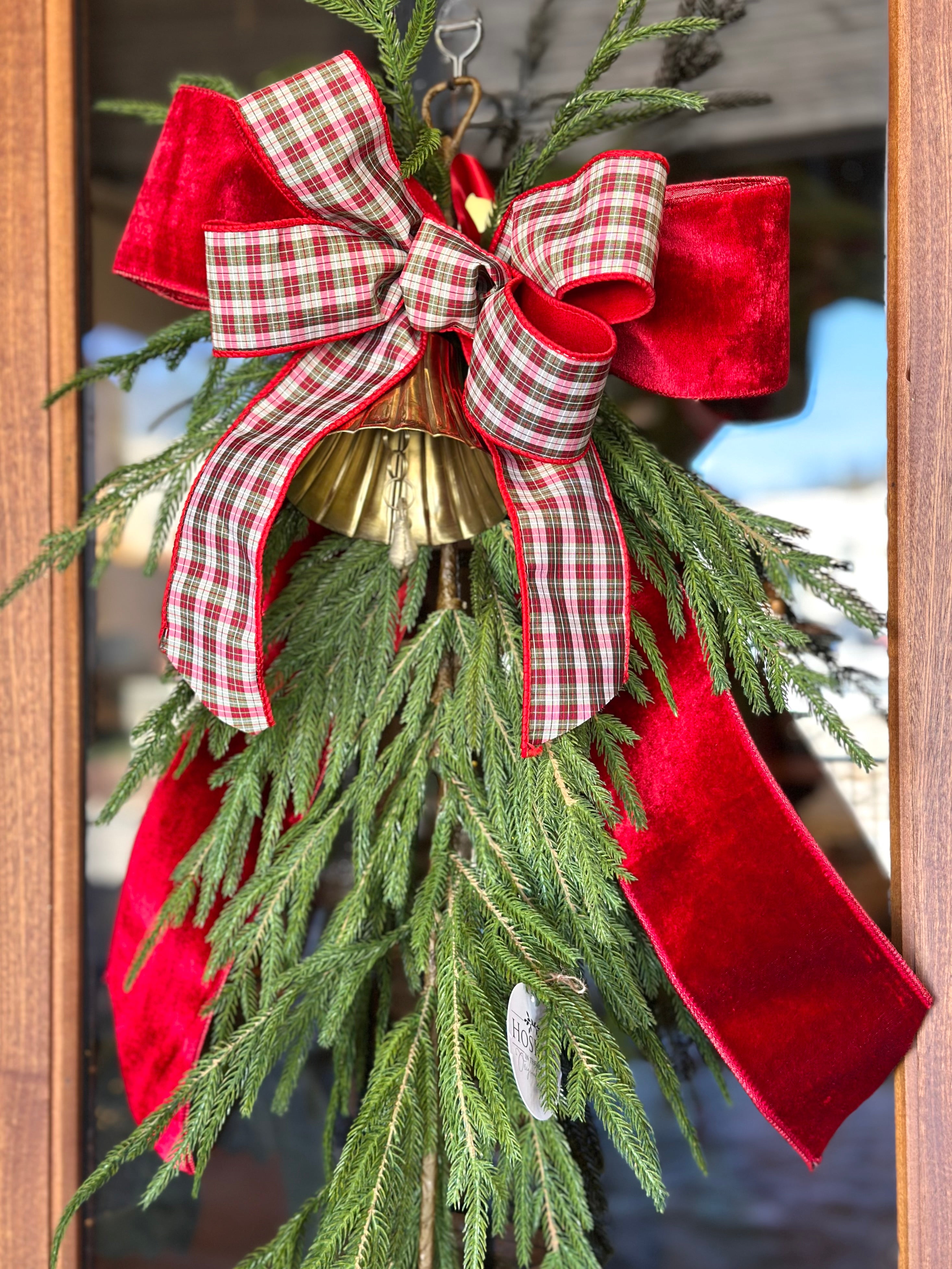 Vintage Red Plaid with Bell Swag