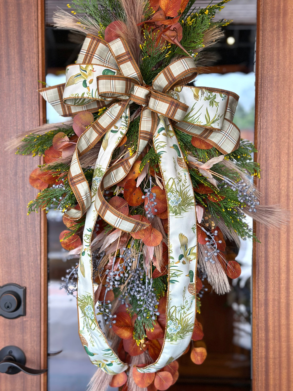 Fall Swag with Mallard & Plaid HIF Original Ribbon