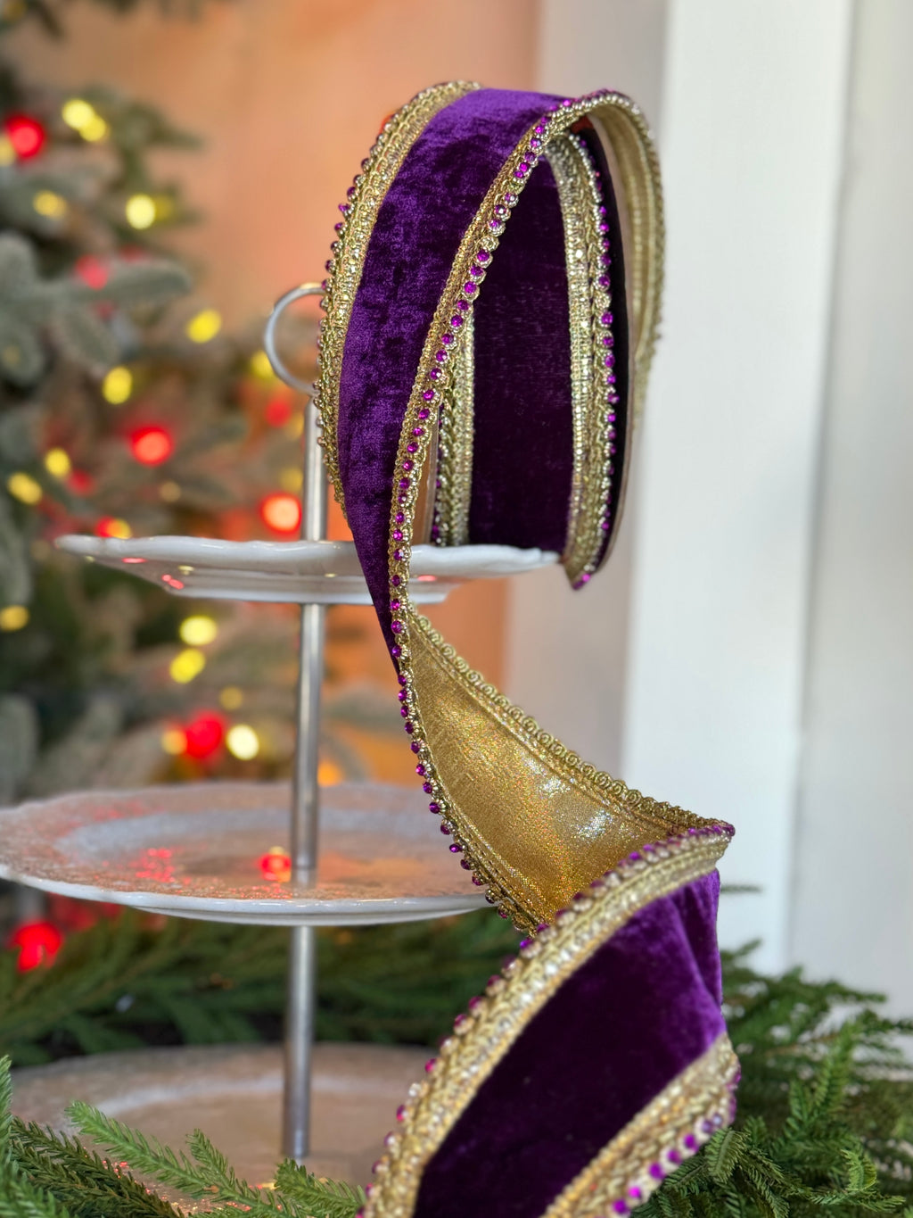 2.5" Velvet Petite Purple Jewel Edge, Purple