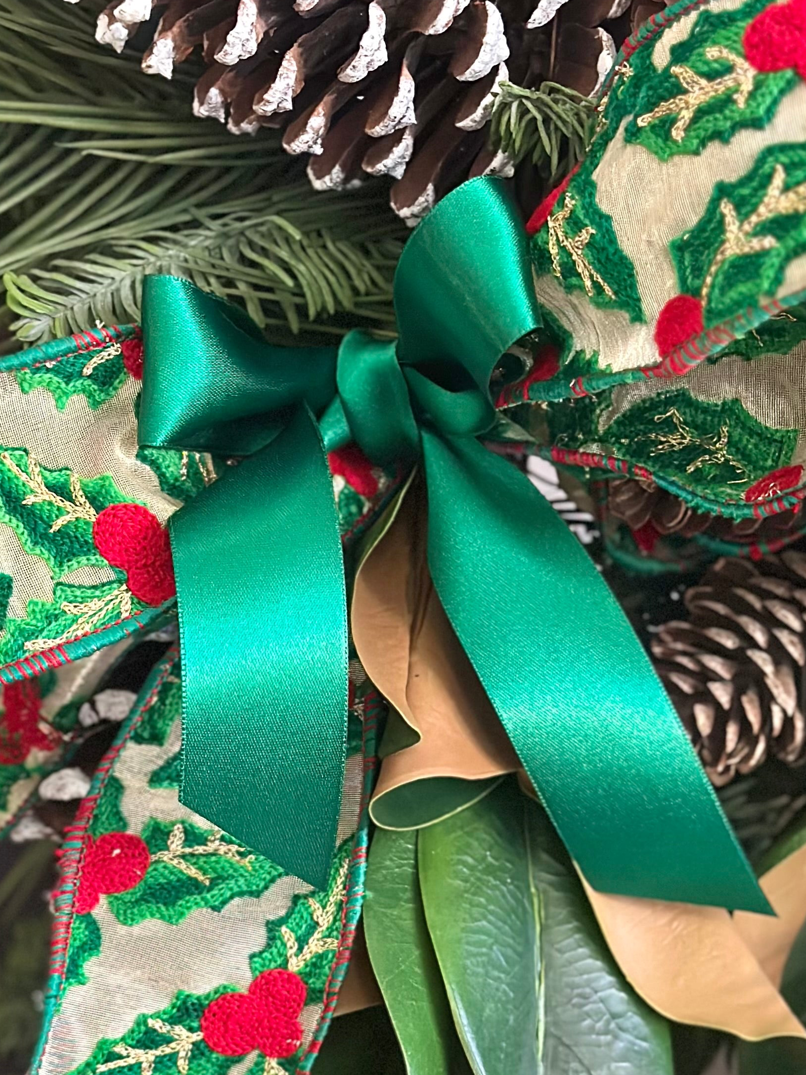 1.5” Wide, Green Silk Ribbon