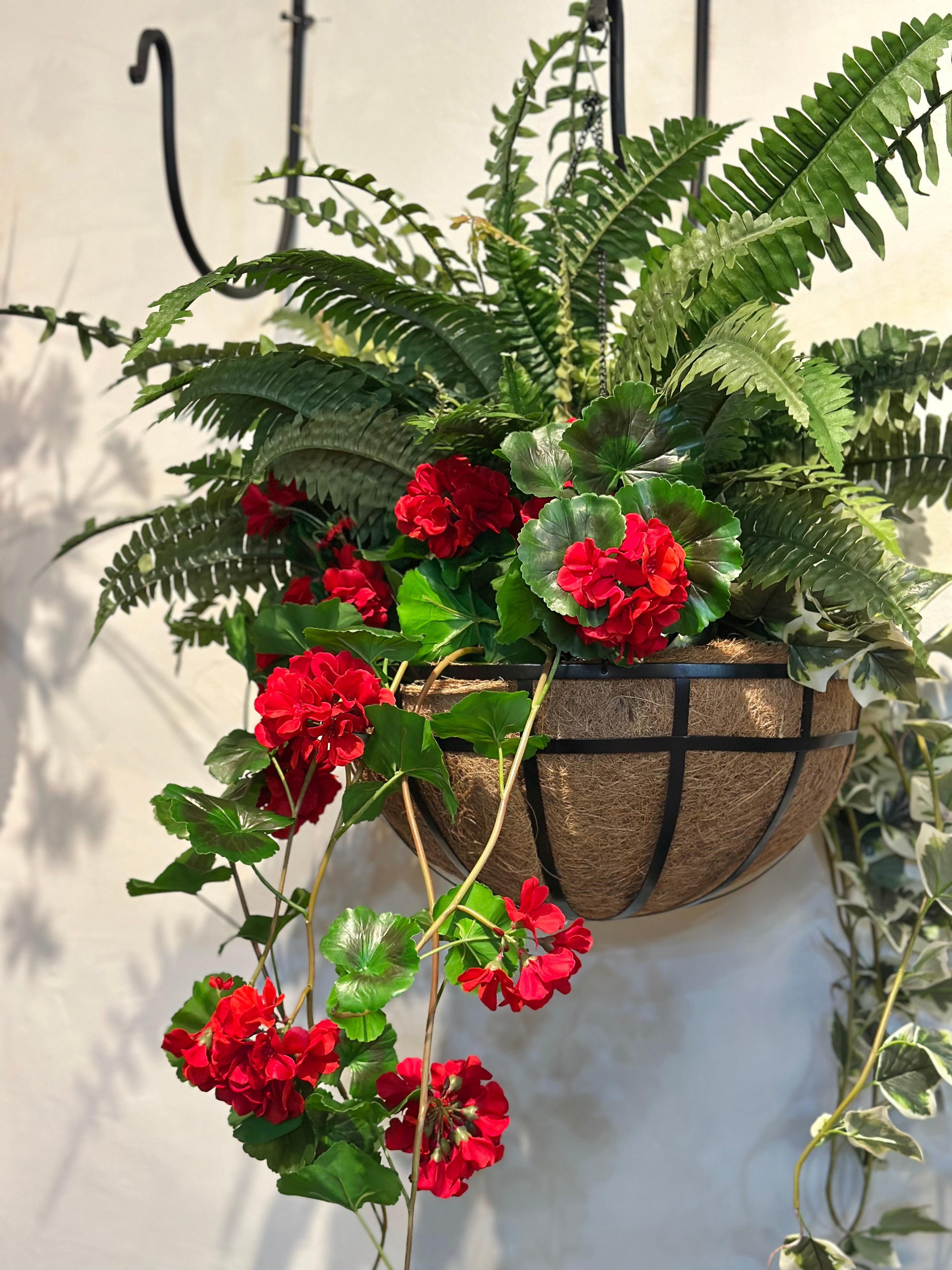 Red Geranium Hanging Basket
