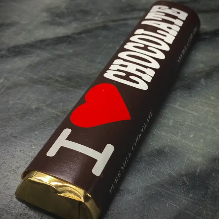 Chocolate Bar “I ❤️ Chocolate” Milk Choc W/Gold Wrapper