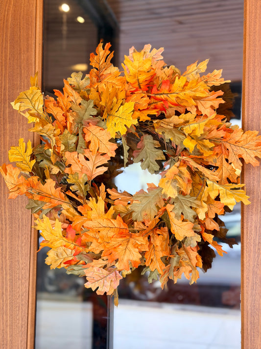 24" HARVEST BOUNTY OAK LEAF WREATH