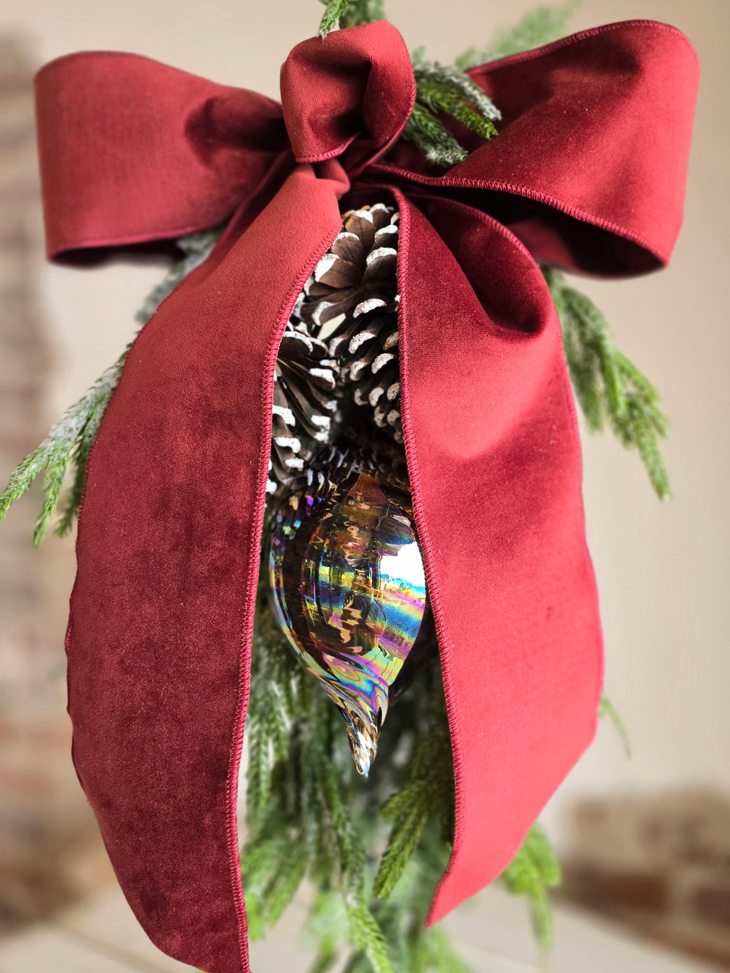 Frosted Pinecone and Blown Ornament Swag