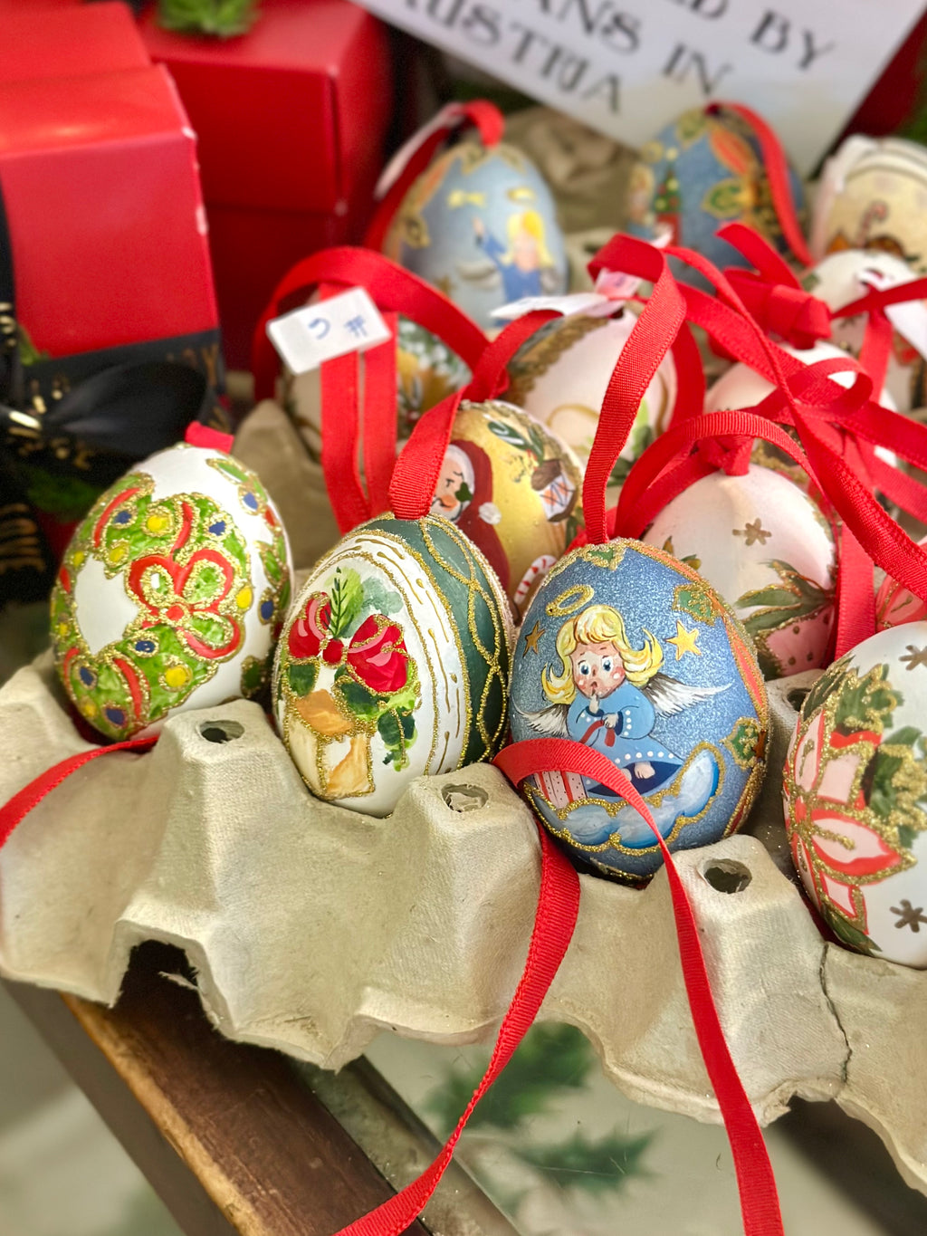 Gift Boxed Hand Painted Austrian Egg Christmas Ornament