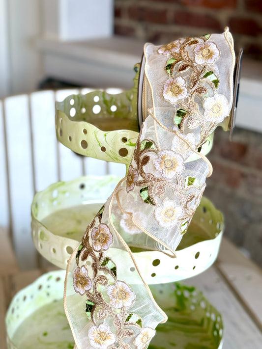 4” Heavenly Vine - Ivory, SOLD BY THE YARD