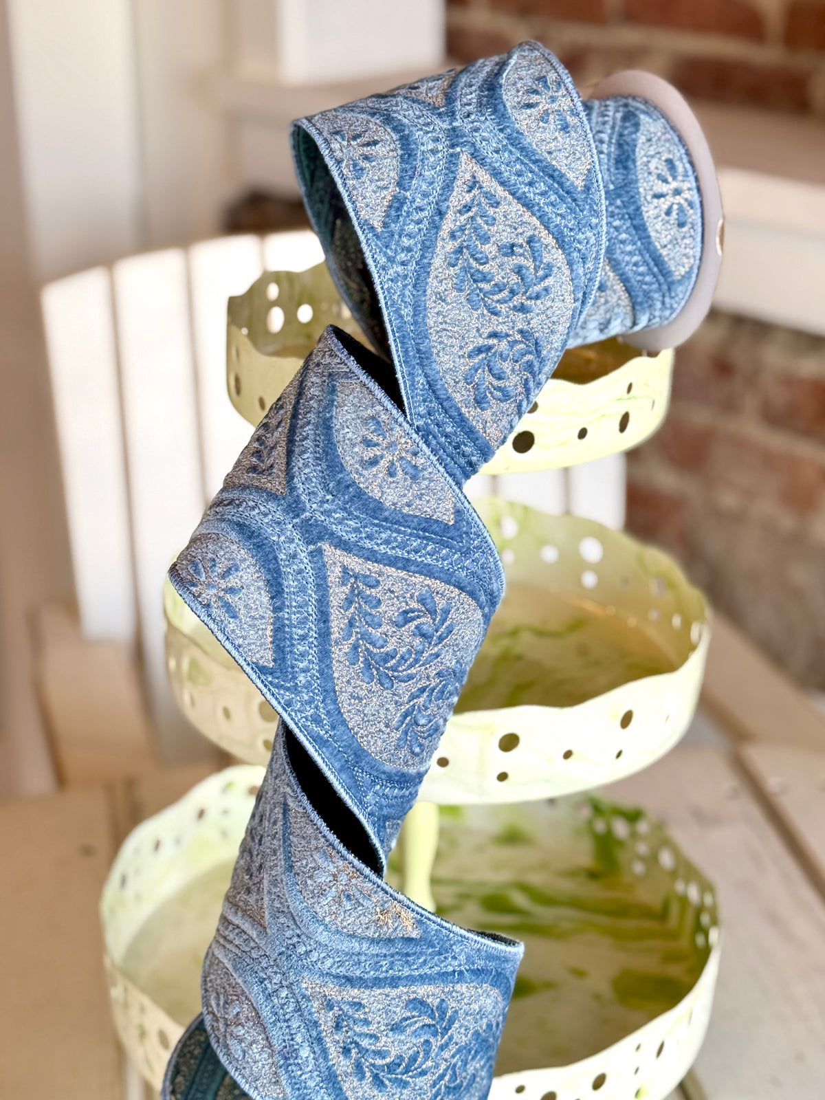 4” Laurel Tapestry - Steel Blue, SOLD BY THE YARD