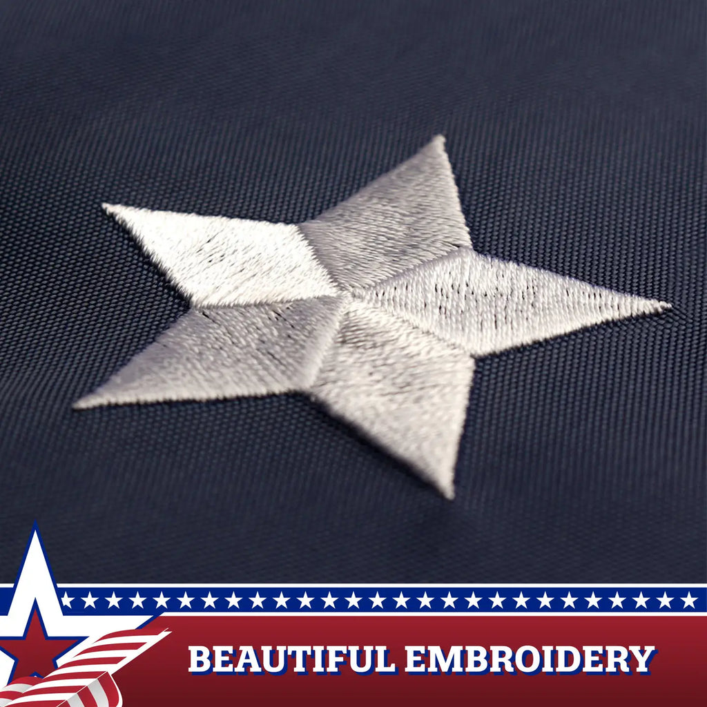Fan Flag American Star Center Quarter Embroidered 2x2