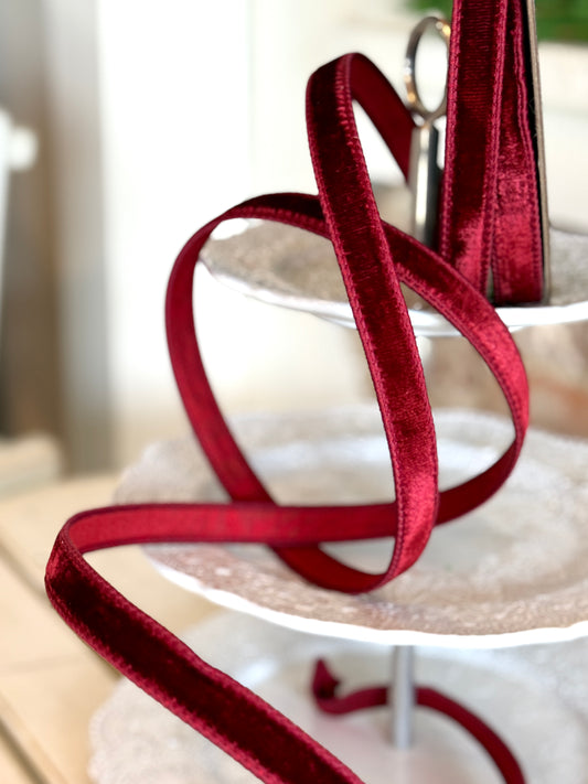 .75" SPRING VELVET- BURGUNDY