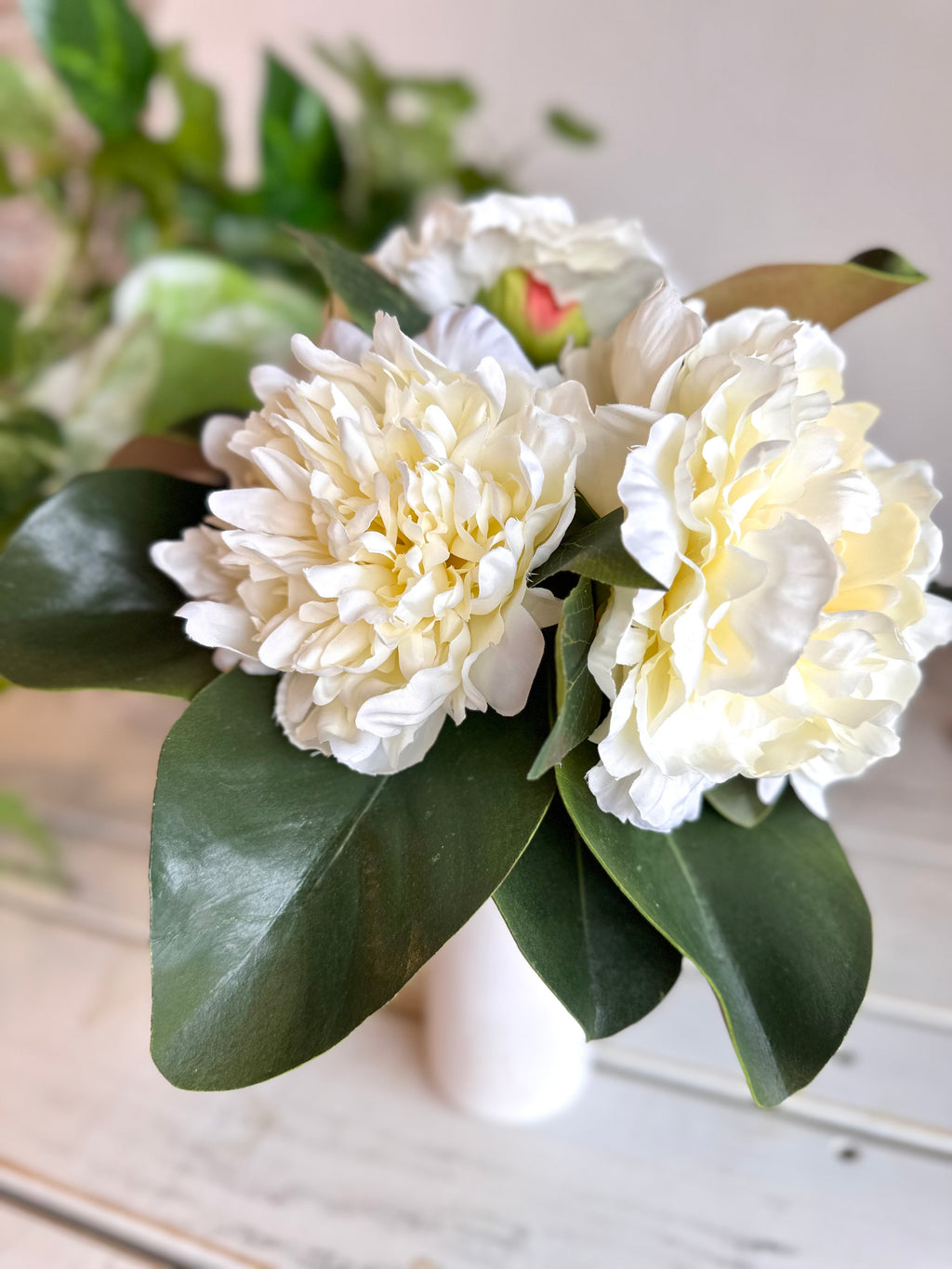 Cream Peony & Magnolia Leaf Bouquet