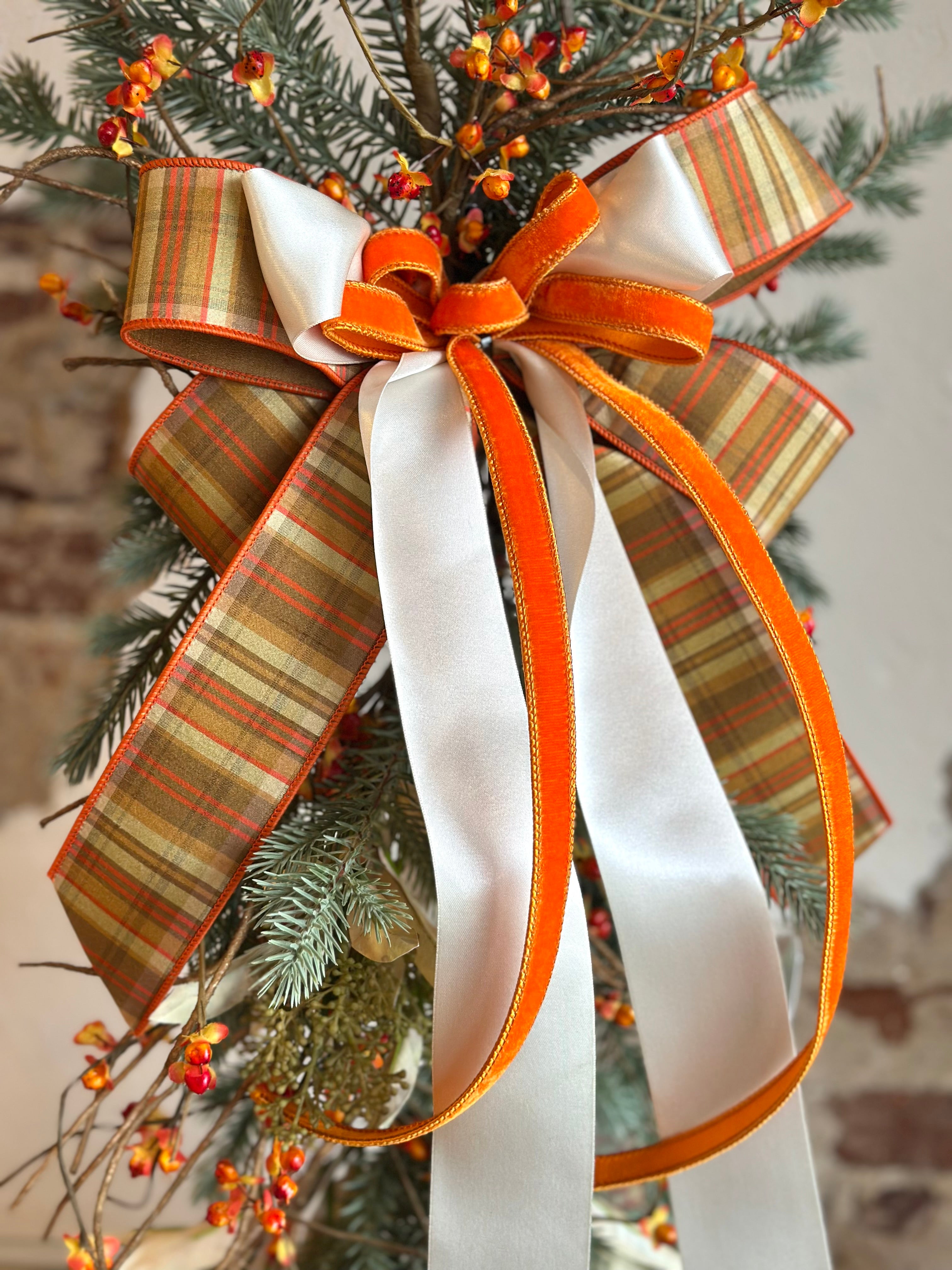 Fall Plaid Orange & White Swag