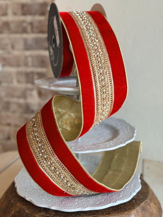 4" Maison Ruban Red Ribbon - Sold by the yard