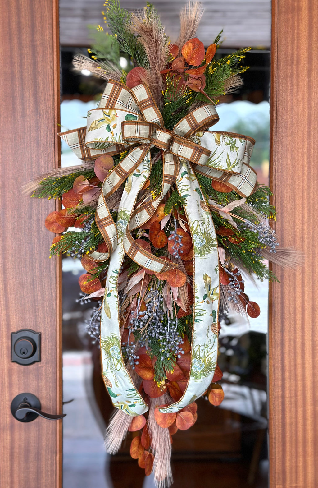 Fall Swag with Mallard & Plaid HIF Original Ribbon