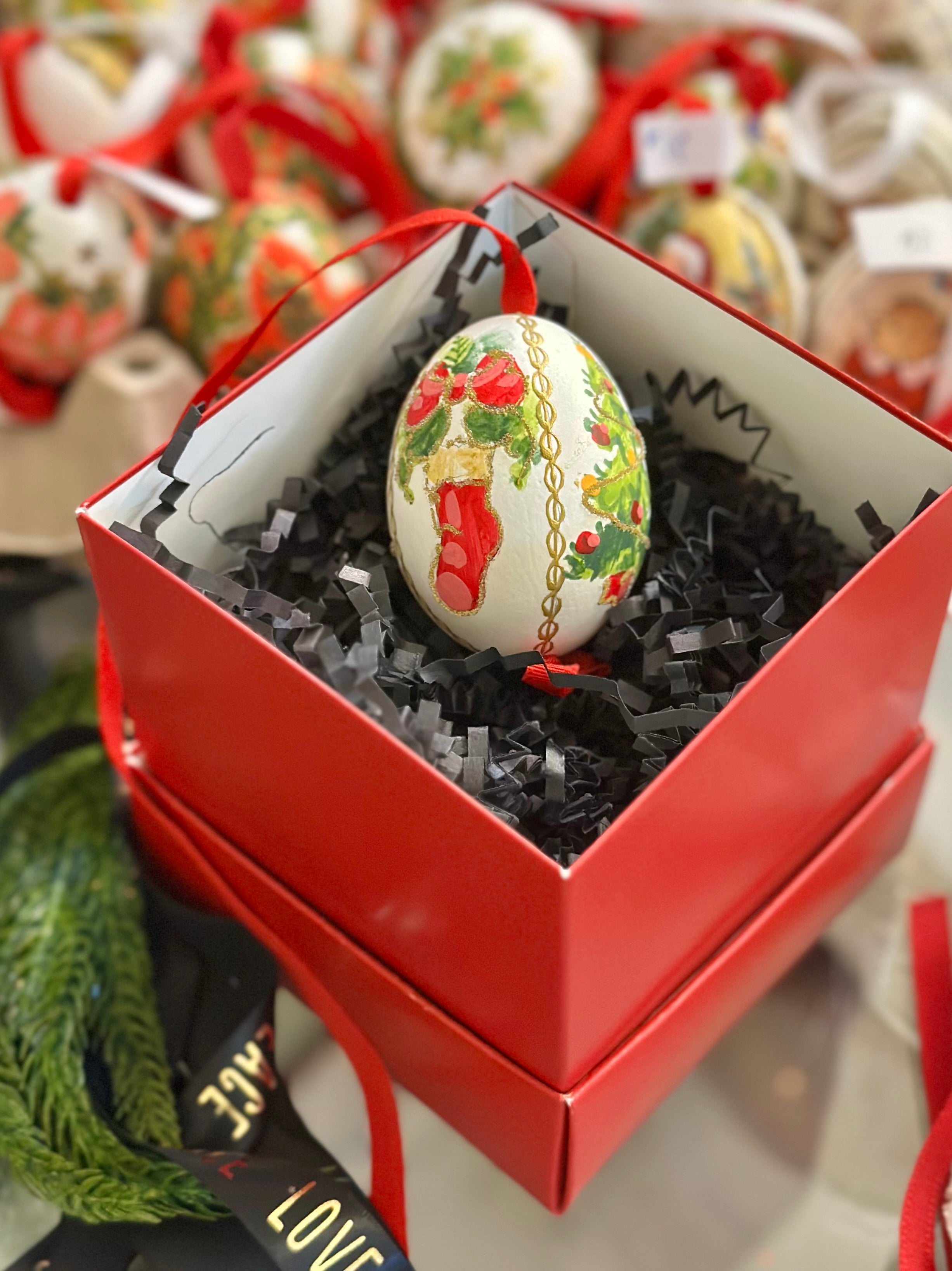 Gift Boxed Hand Painted Austrian Egg Christmas Ornament