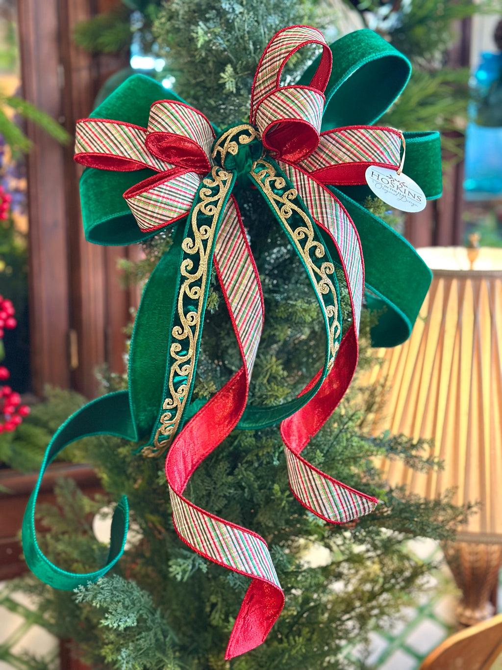 Green Gold & Plaid Bow