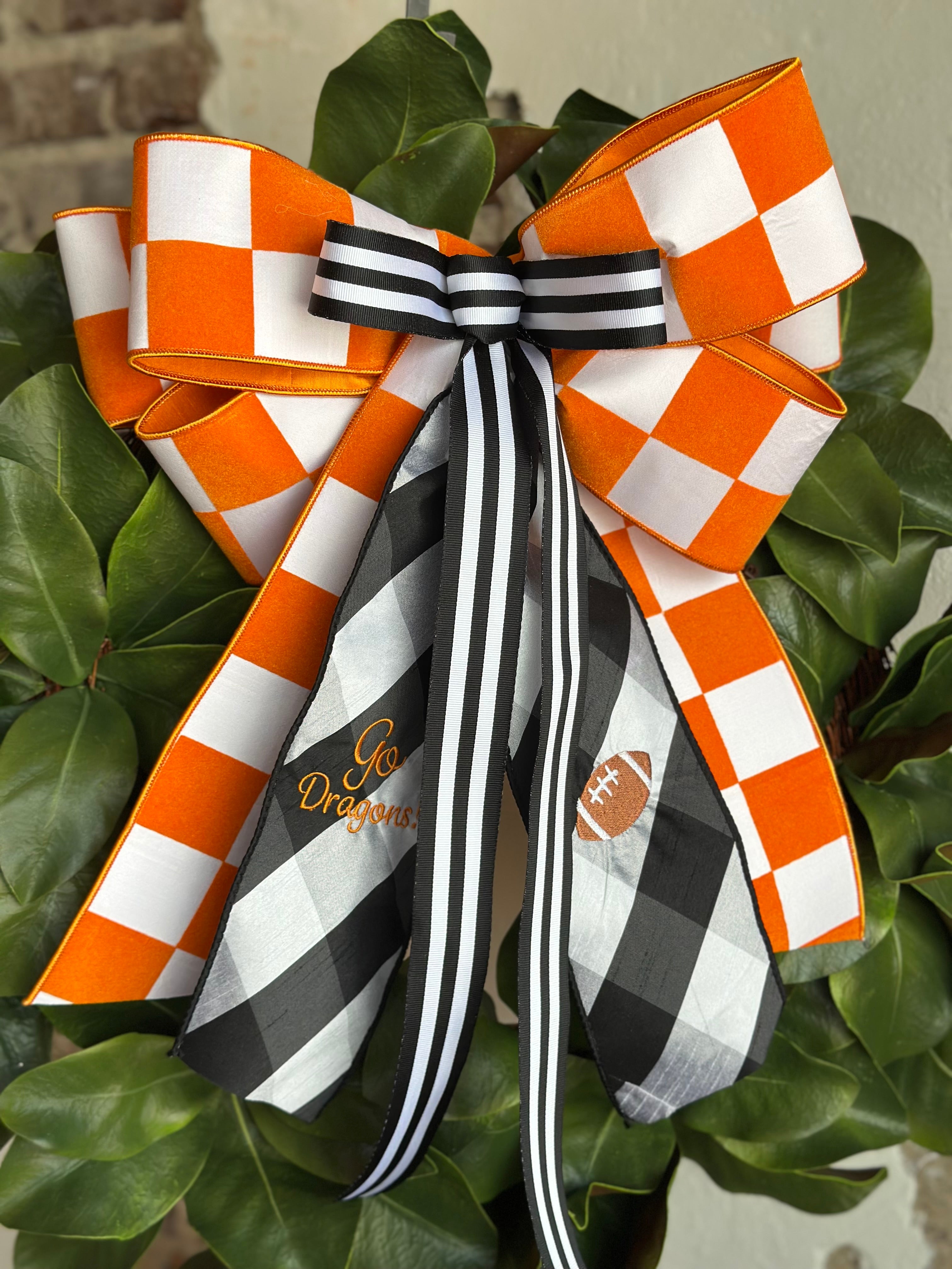 Go Dragons! Football Embroidered Bow