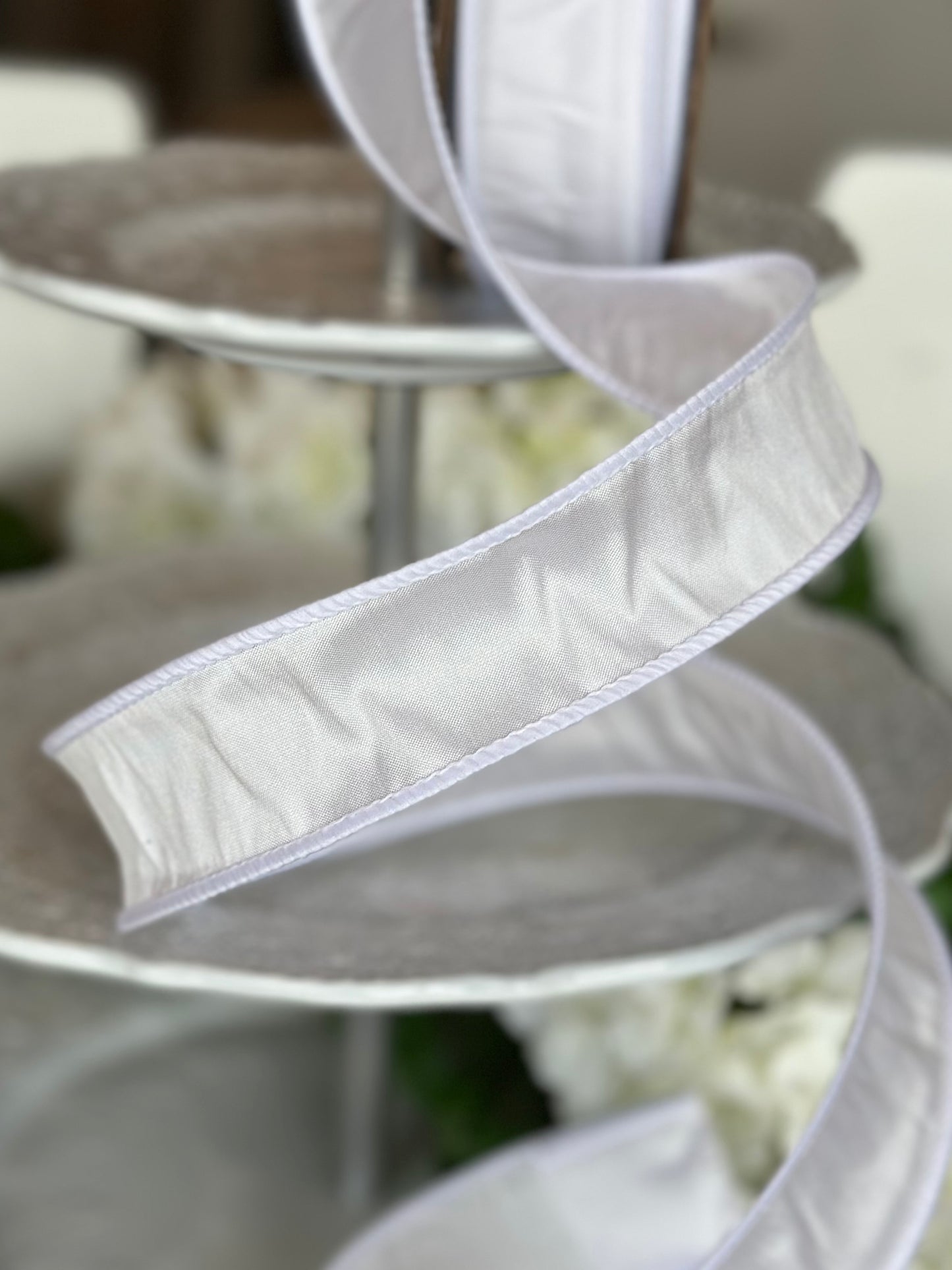 1.5” wide, Taffeta, White