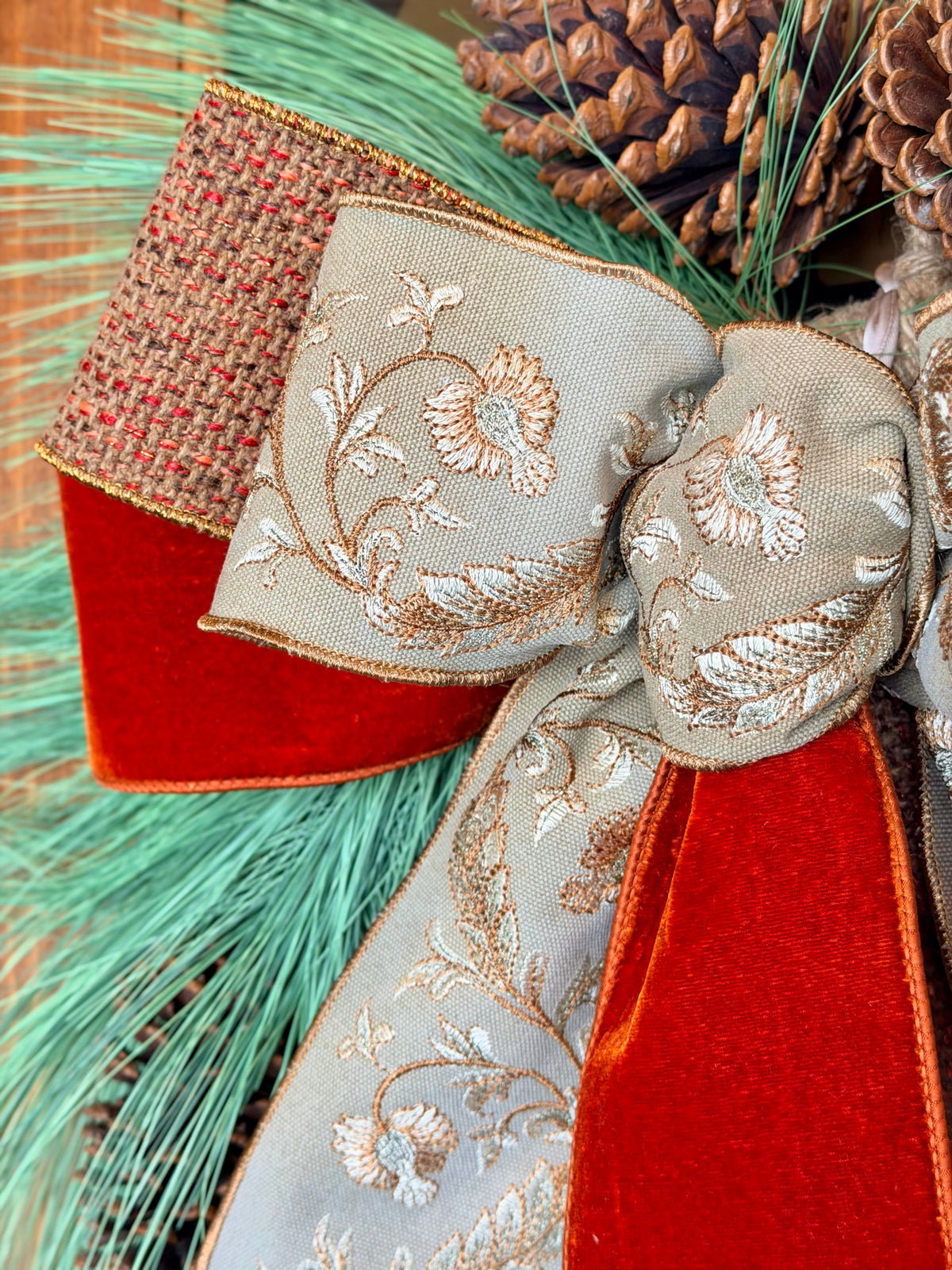 Fall Tweed & Horsetail Pine Wreath
