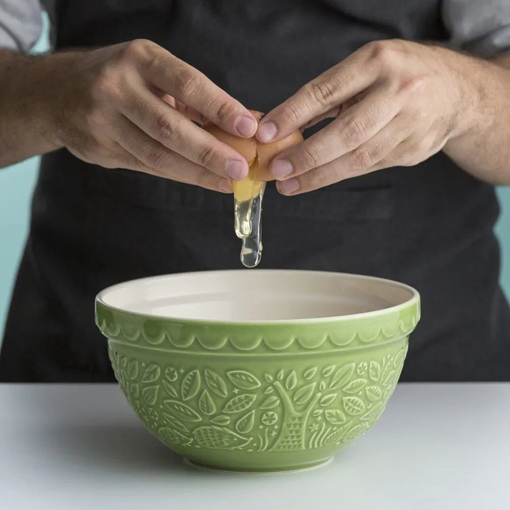 Mason Cash In the Forest S30 (1.25 Qt) Embossed Mixing Bowl | Hedgehog (Green)