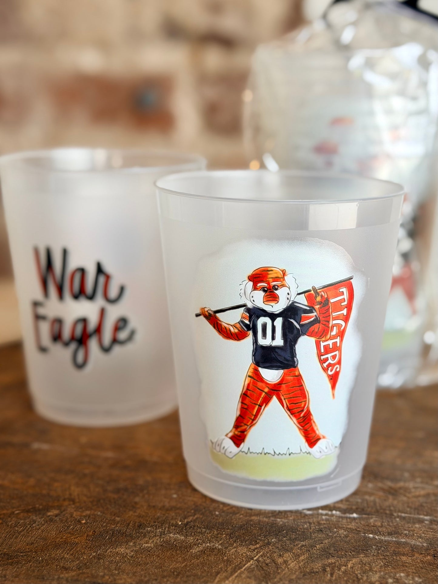 Auburn Mascot Frosted Cups Set - Set of 8
