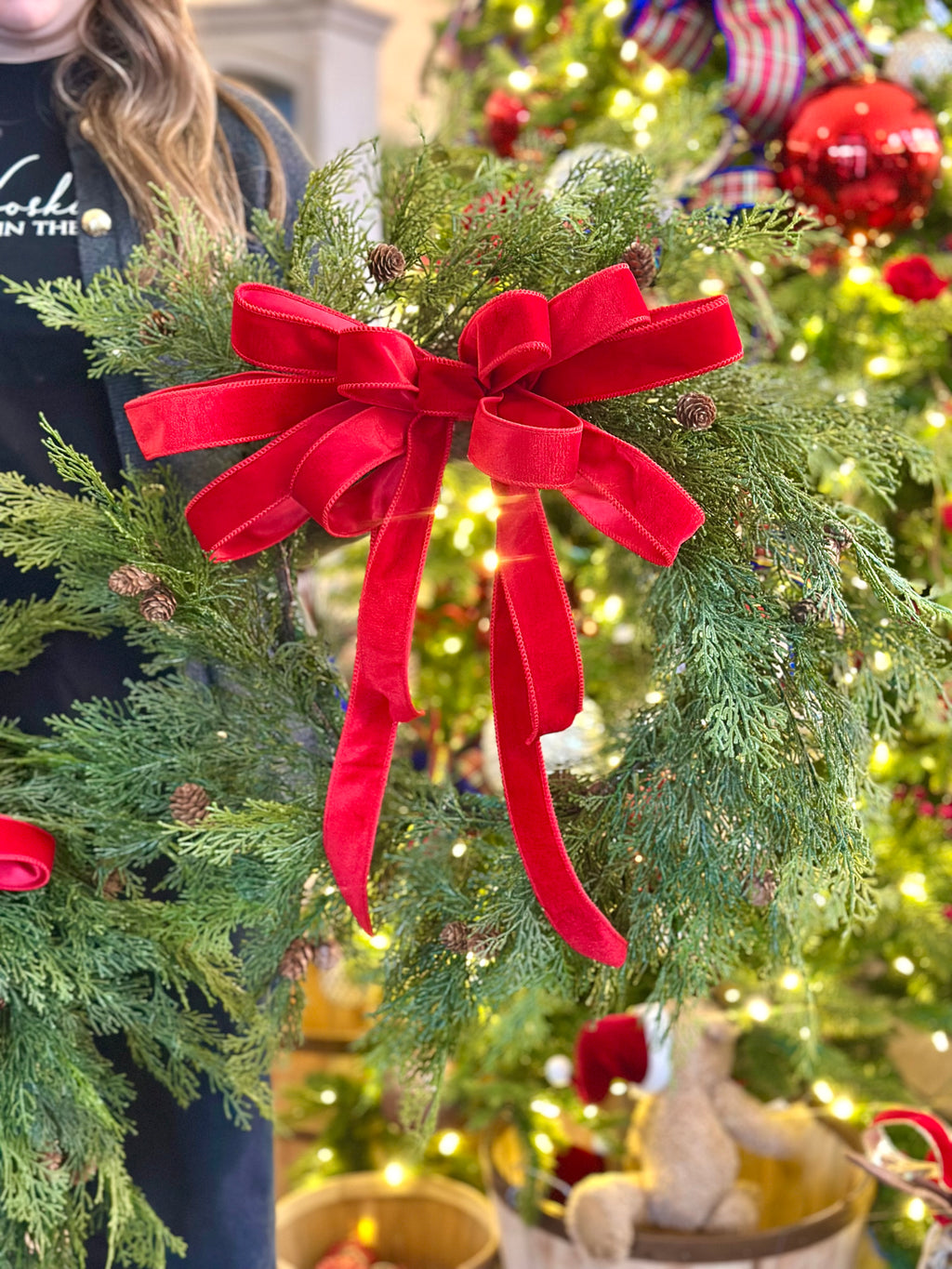 BLACK FRIDAY SPECIAL! 26” Cedar Wreath & Red Velvet Bow