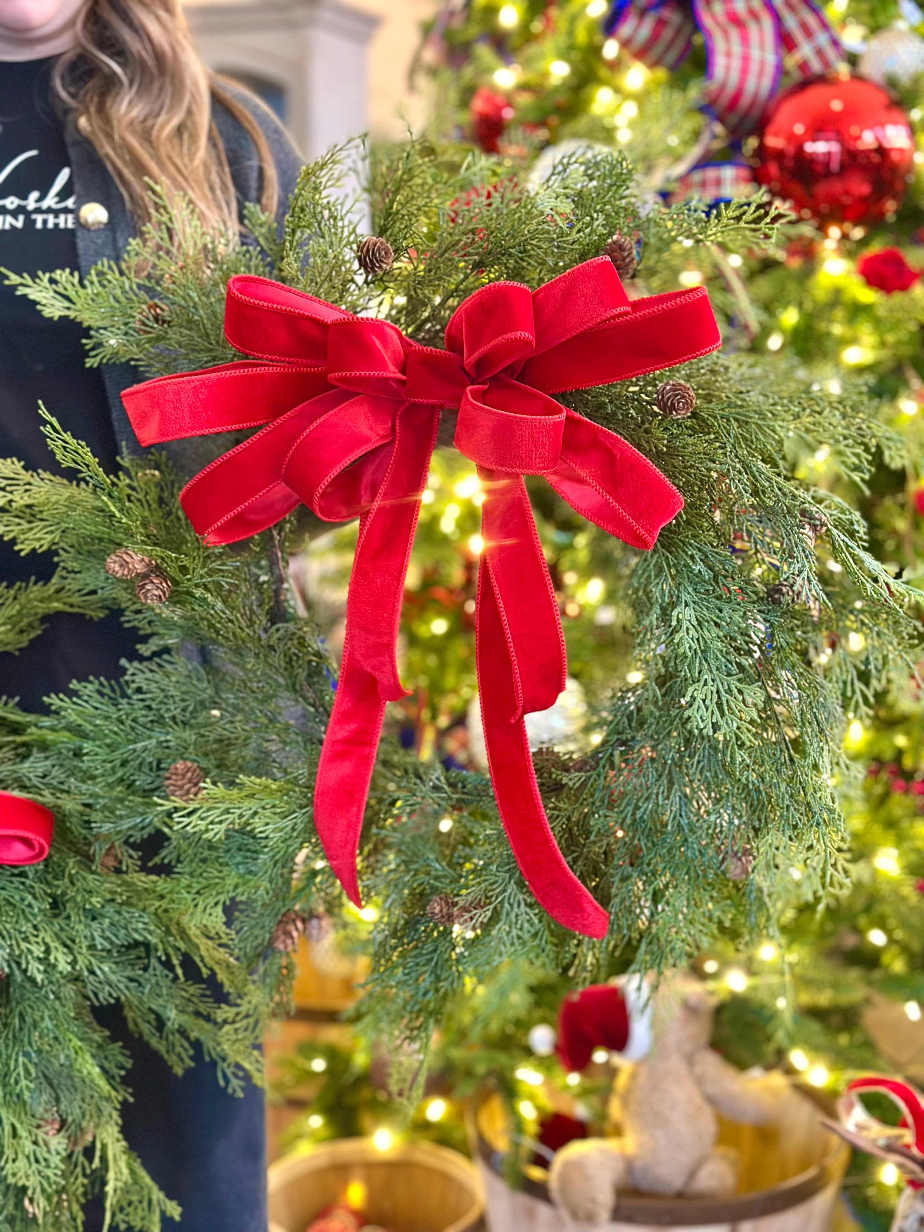 BLACK FRIDAY SPECIAL! 26” Cedar Wreath & Red Velvet Bow