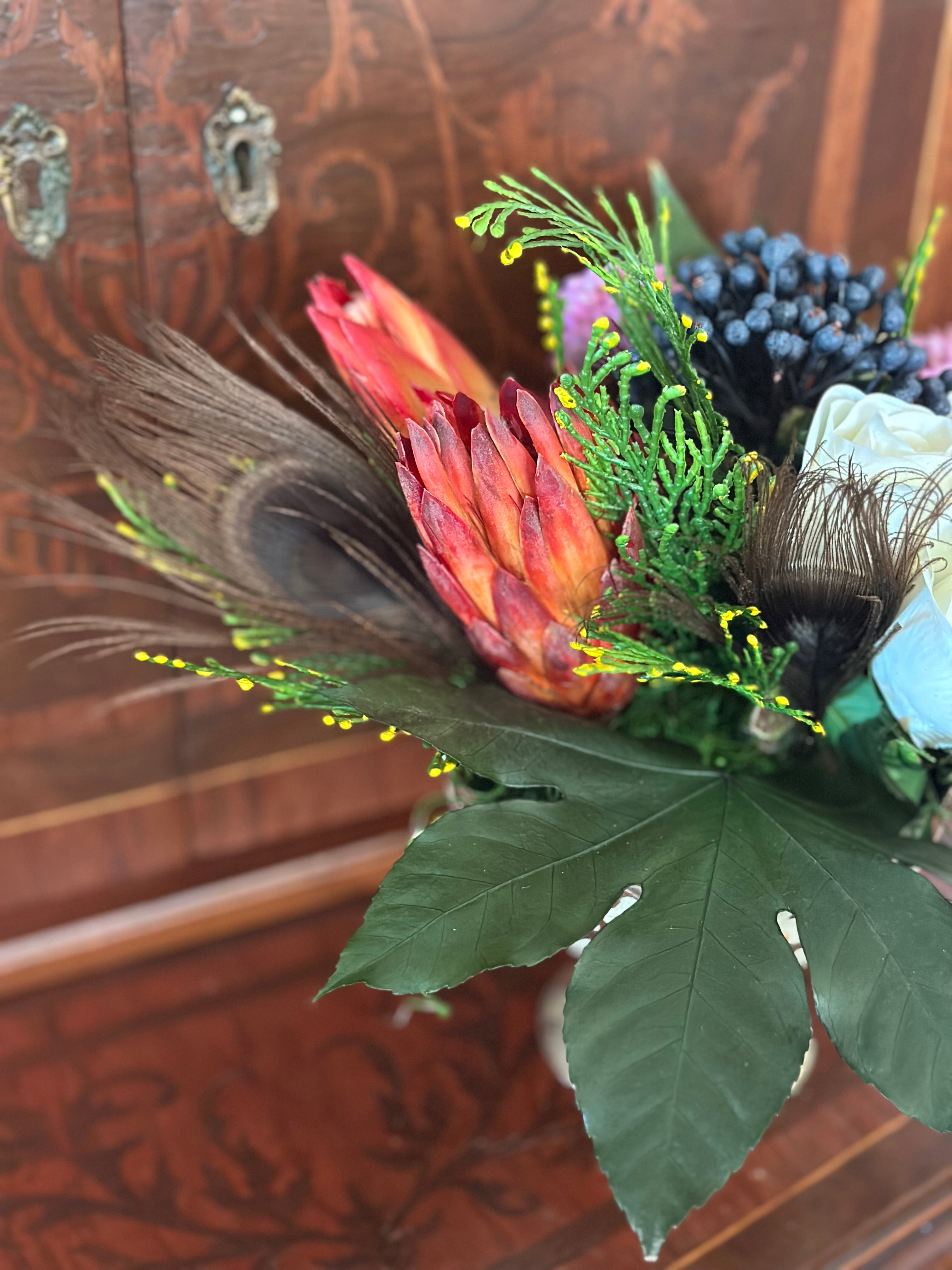 White Rose and Orange Repen Arrangement