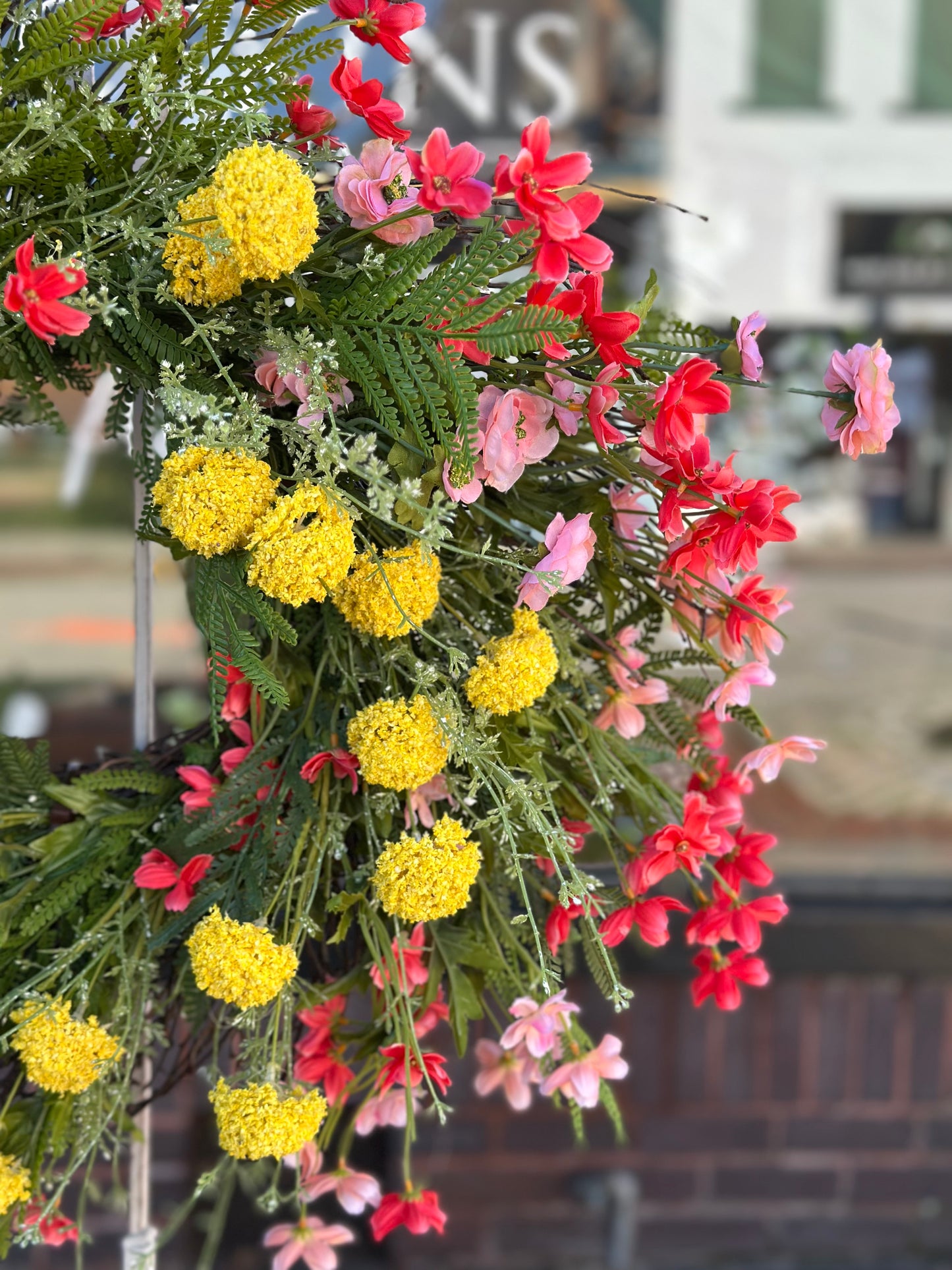 Pink & Yellow Puffs Wreath