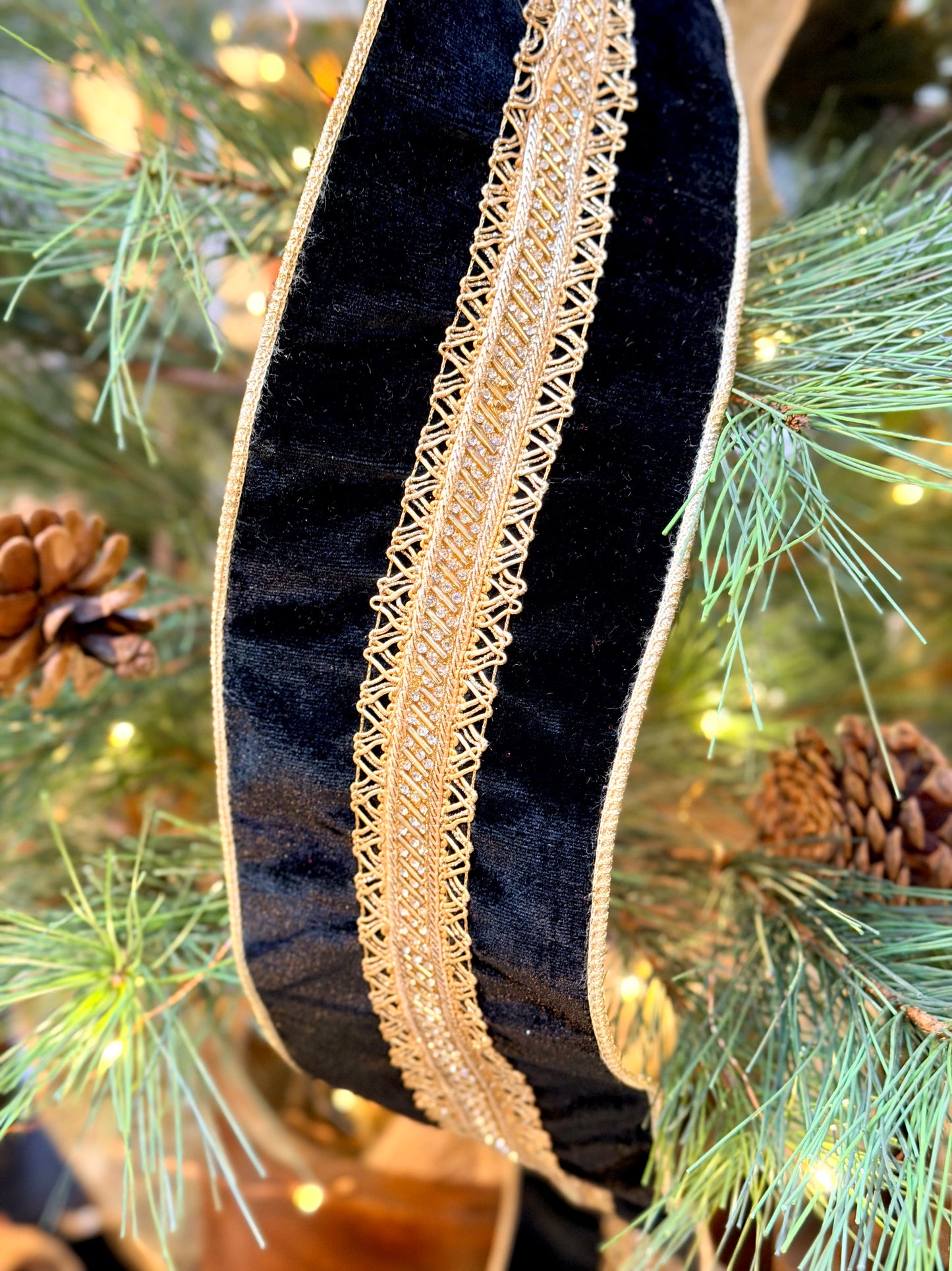 4" BEADED JEWEL TRIM ROYAL VELVET- SOLD BY THE YARD