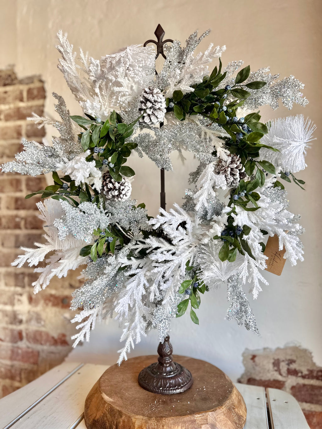 Snowy Pine with Berries Wreath