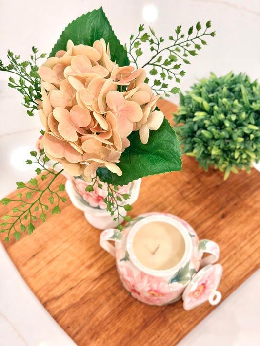 Pink Peonies Candle & Bud Vase Gift Set, Peach Blossoms Scent