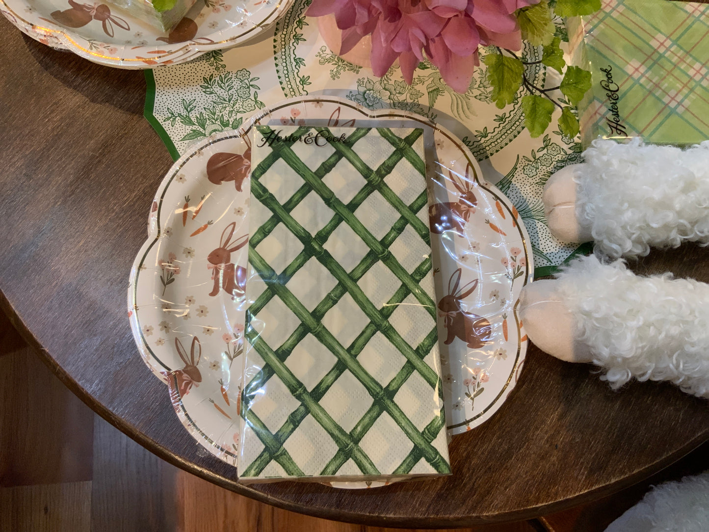Paper Guest Napkin Green Lattice