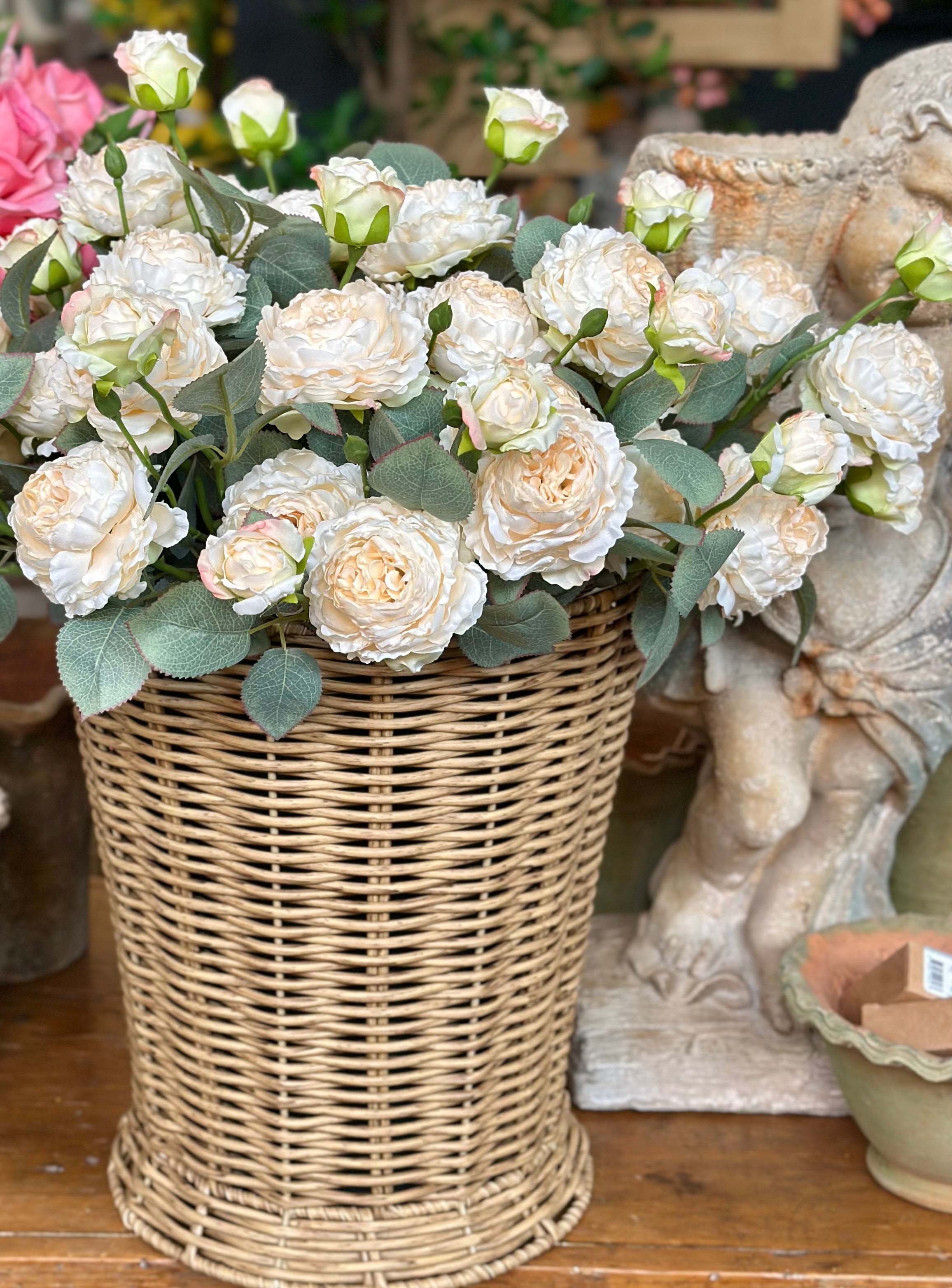 21" VINTAGE "FREEZE DRY" GARDEN ROSE- CREAM