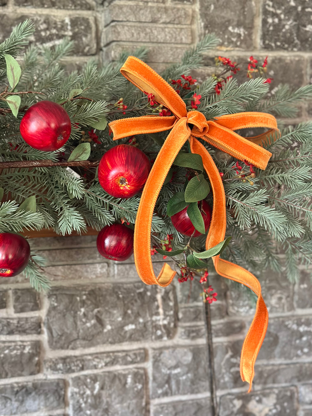 Pre-tied Orange Velvet Bow