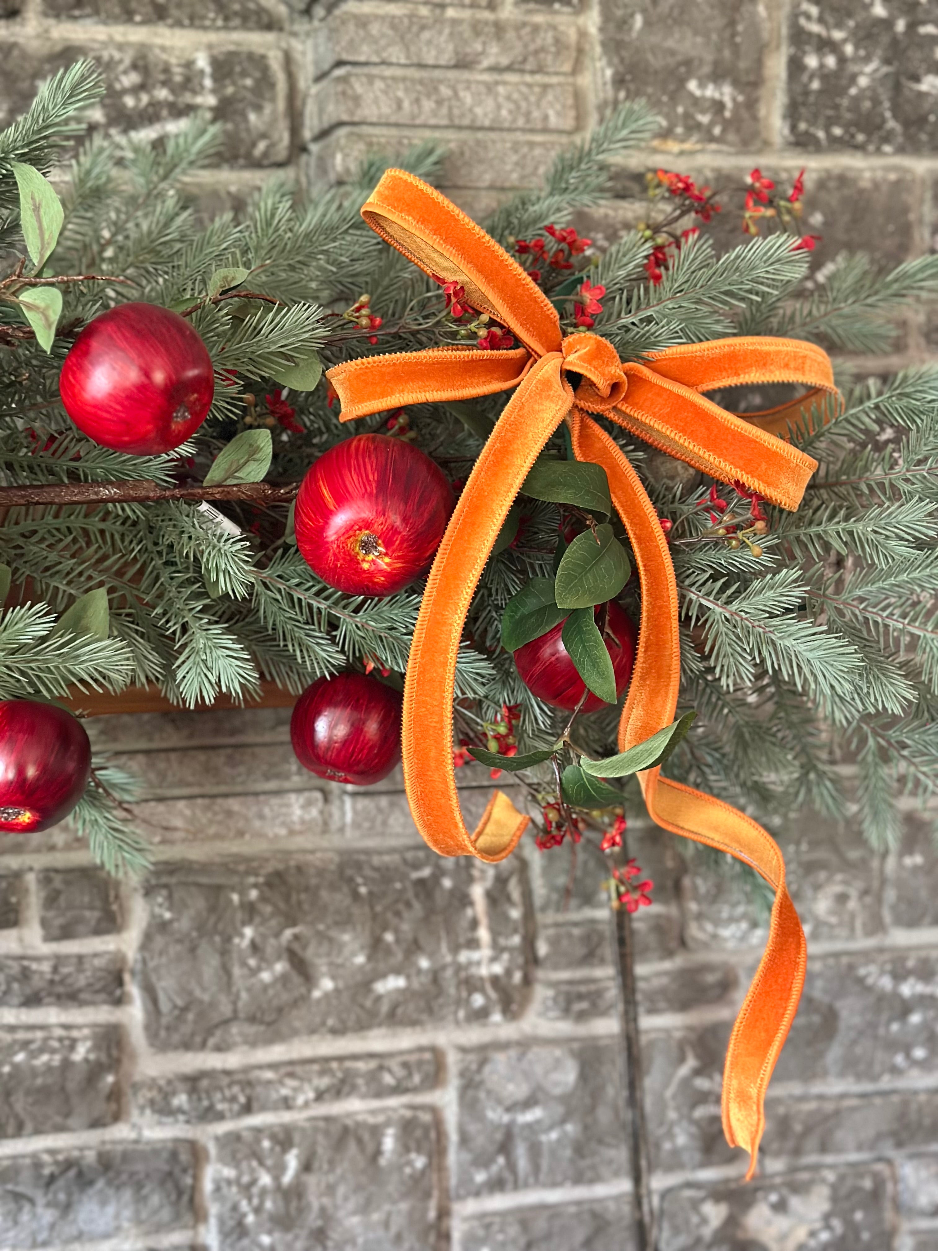 Pre-tied Orange Velvet Bow