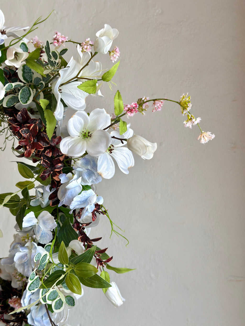Dusty Blue & White Dogwood Wreath