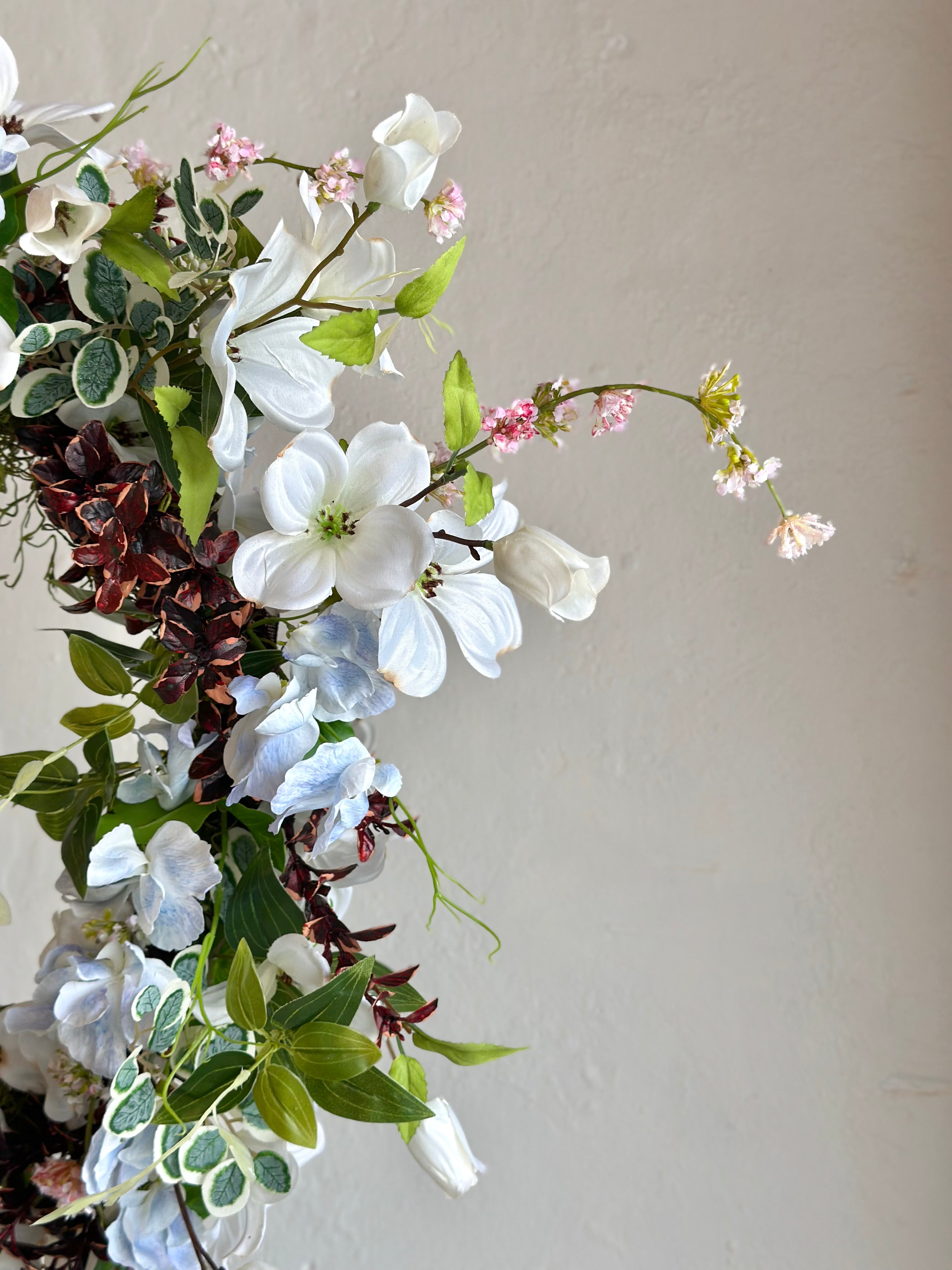 Dusty Blue & White Dogwood Wreath