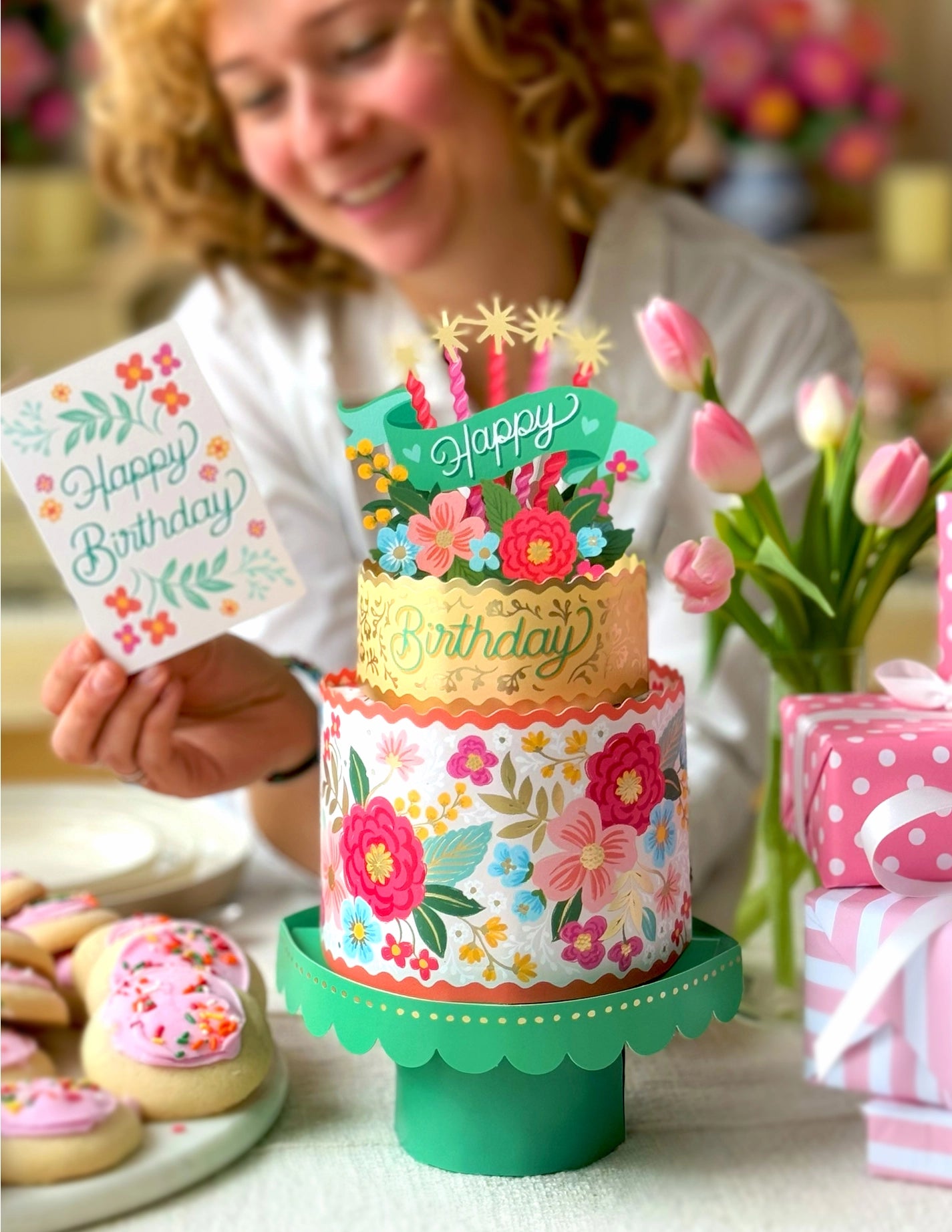 FreshCut Paper Blooming Birthday Cake