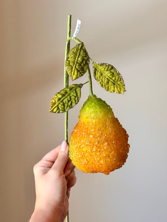 14" GLITTER BEADED PEAR STEM