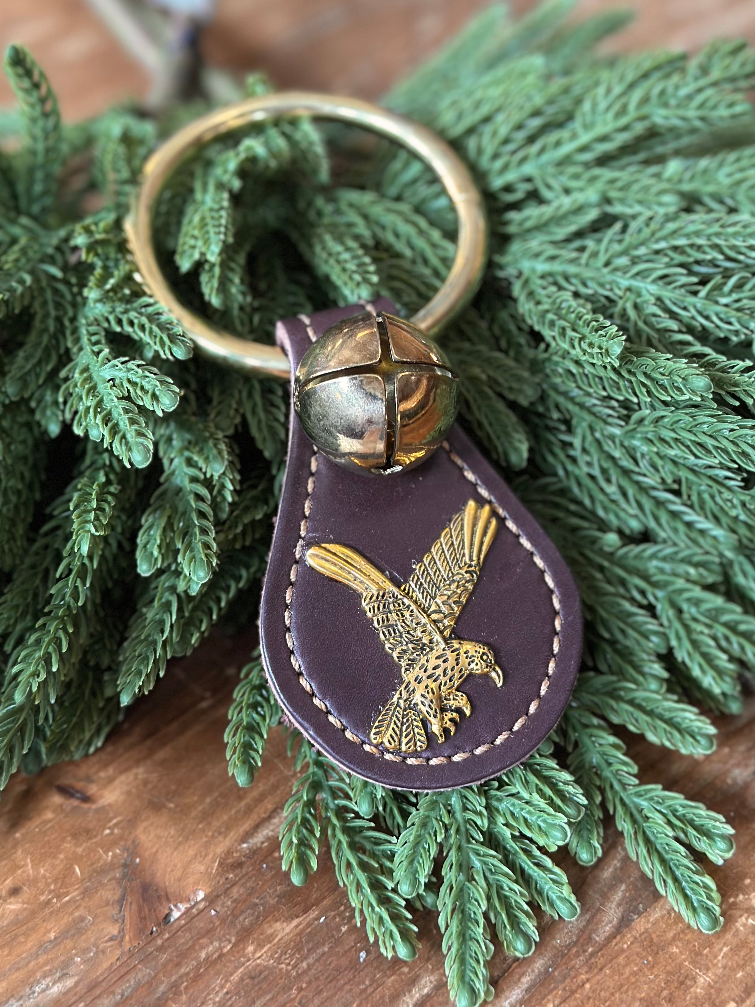 Eagle Brown Leather with Brass Bell on Brass Ring