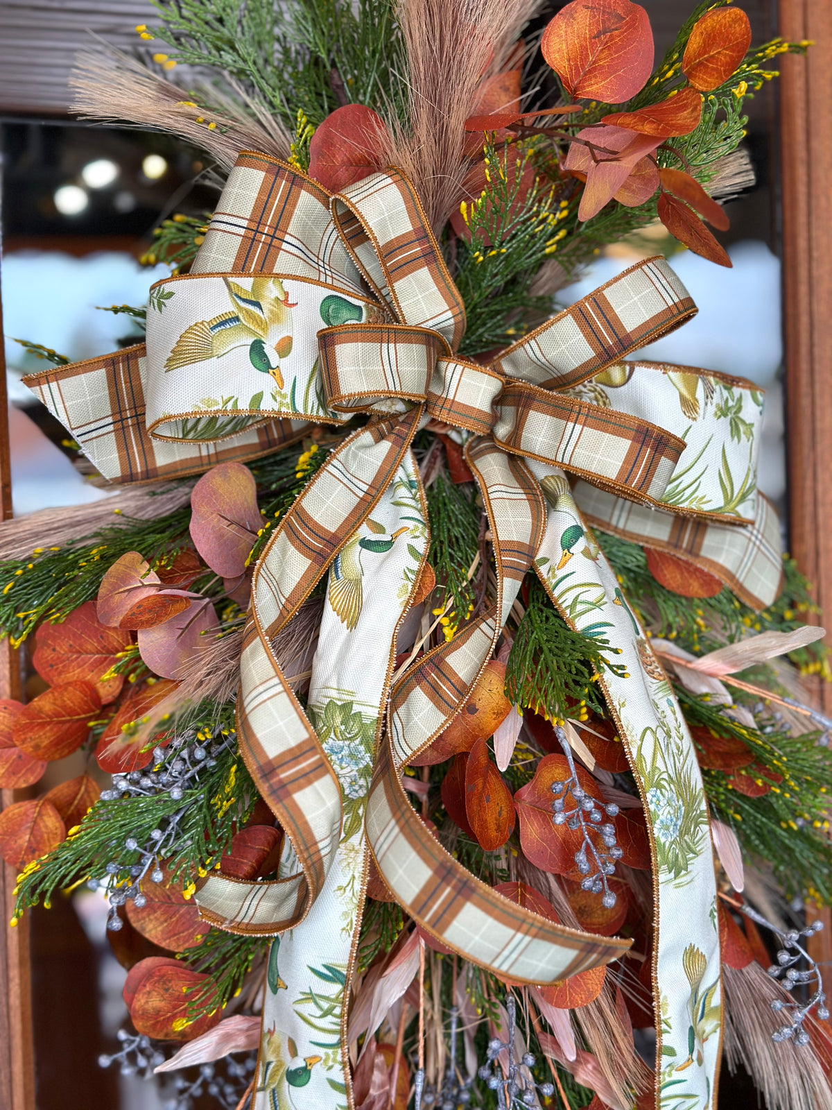 Fall Swag with Mallard & Plaid HIF Original Ribbon