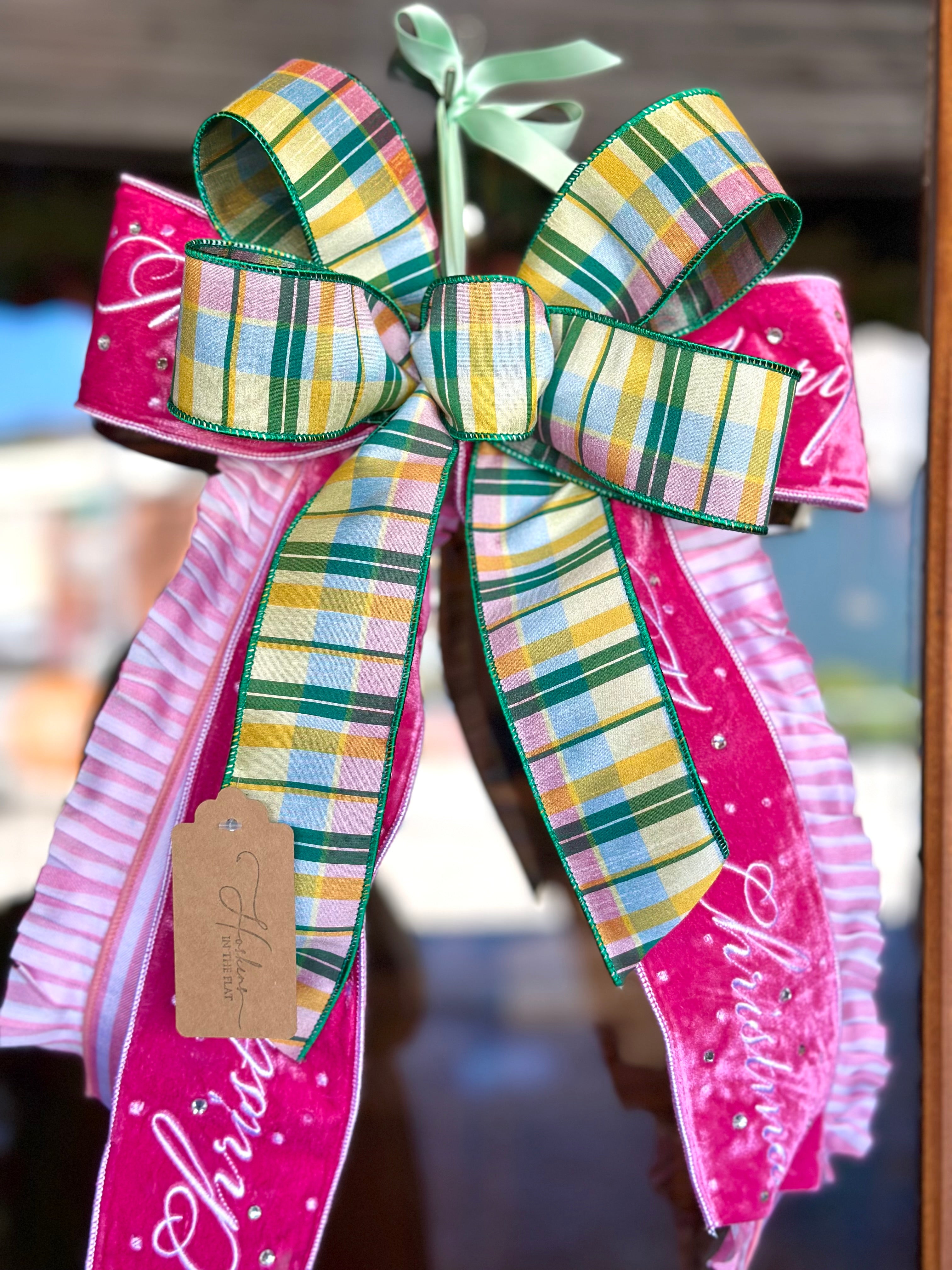 "Merry Christmas" and Pink Ruffles Bow