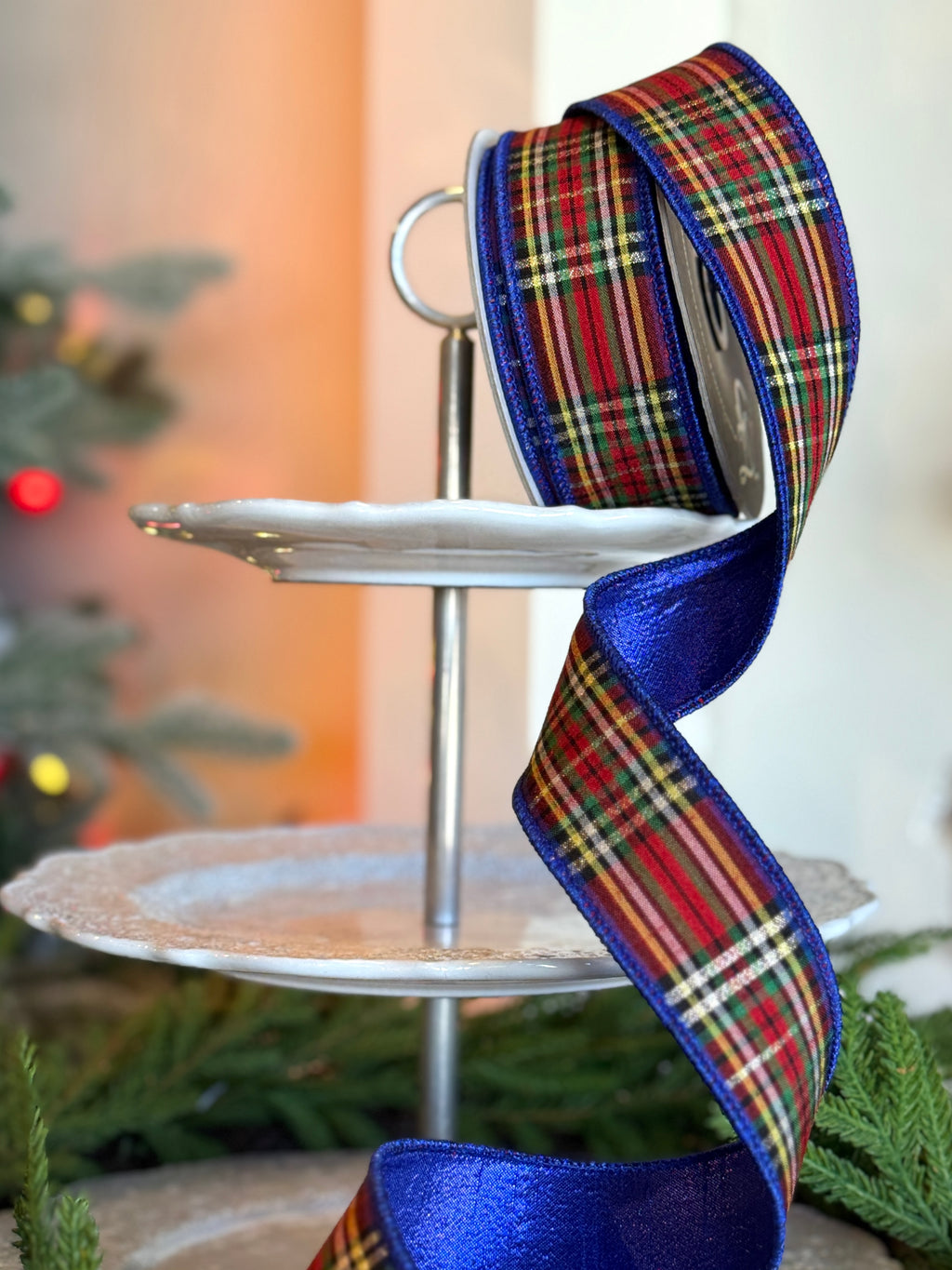 Caroler Plaid 1.75” Wired Ribbon