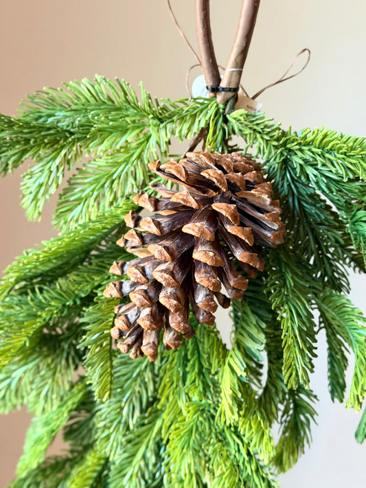 26" REAL TOUCH NOBLE FIR TEARDROP & PINECONE