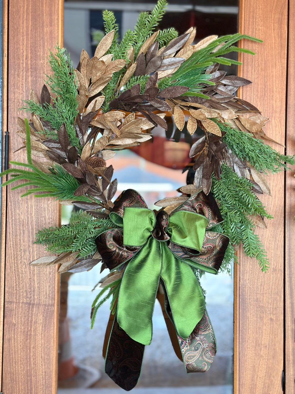 Brown Bay Leaf with Mixed Greens Wreath