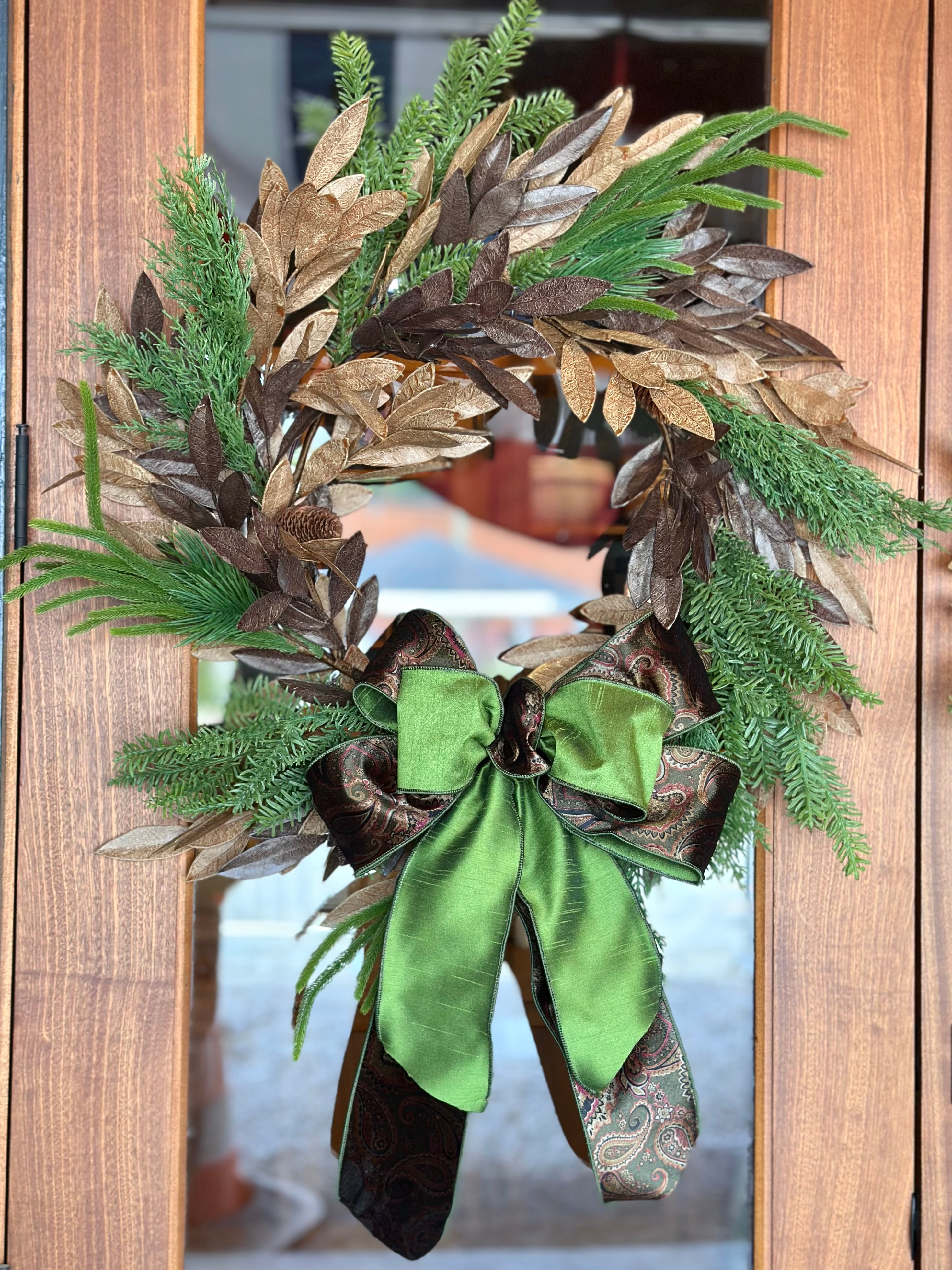 Brown Bay Leaf with Mixed Greens Wreath