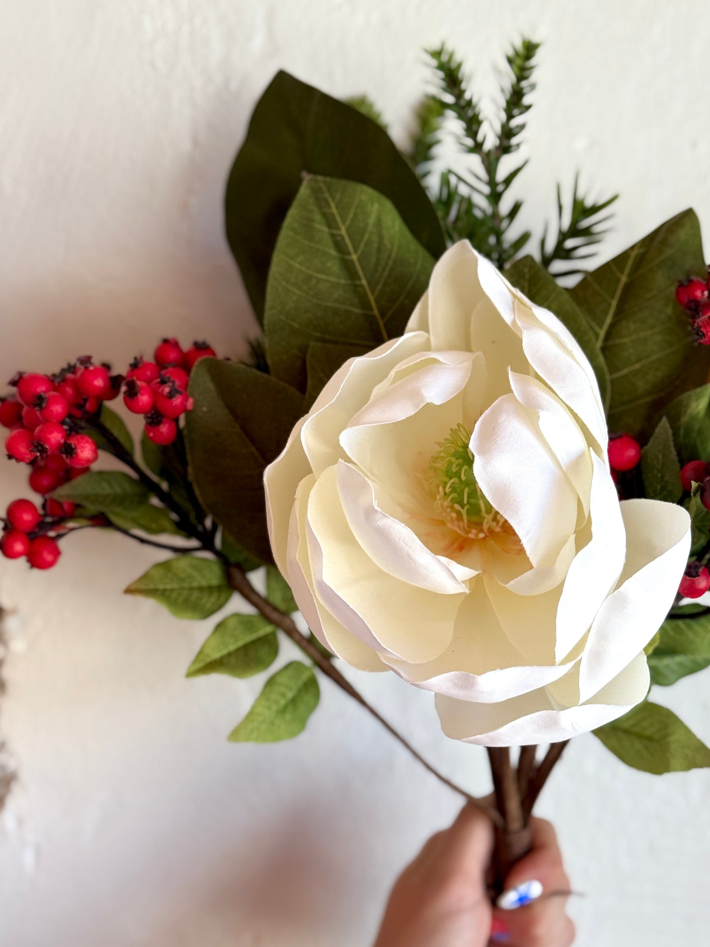 20" MAGNOLIA FIR BERRIES BUNDLE- WEATHER PROOF