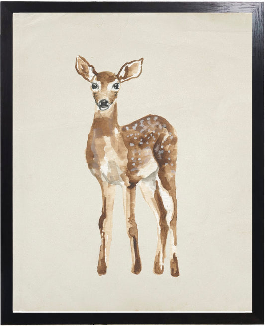 Watercolor Woodland Baby Deer 16 x 12