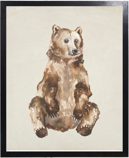 Watercolor Woodland Sitting Bear 16 x 12